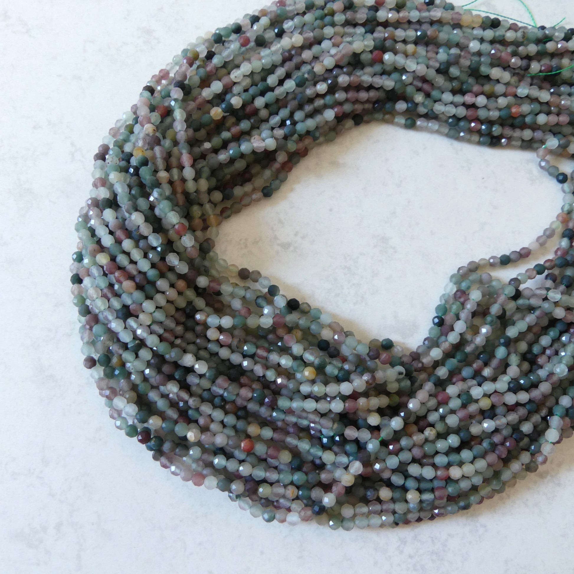 3mm Moss Agate Micro Faceted Beads Genuine Agate Green Beads 15" Gemstone Beads for DIY Jewelry Making Beading Crafter Gift