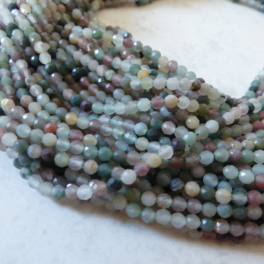 3mm Moss Agate Micro Faceted Beads Genuine Agate Green Beads 15" Gemstone Beads for DIY Jewelry Making Beading Crafter Gift