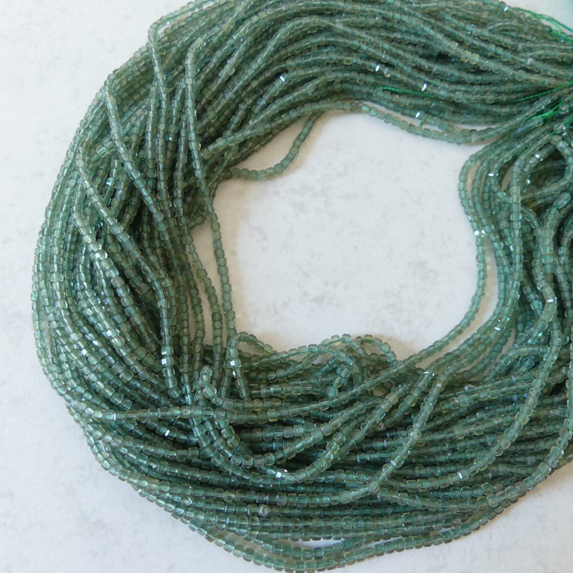 2mm Green Apatite Faceted Cube Beads 15" Genuine Gemstone Beads for Jewelry Making Beading Craft Gift Beads