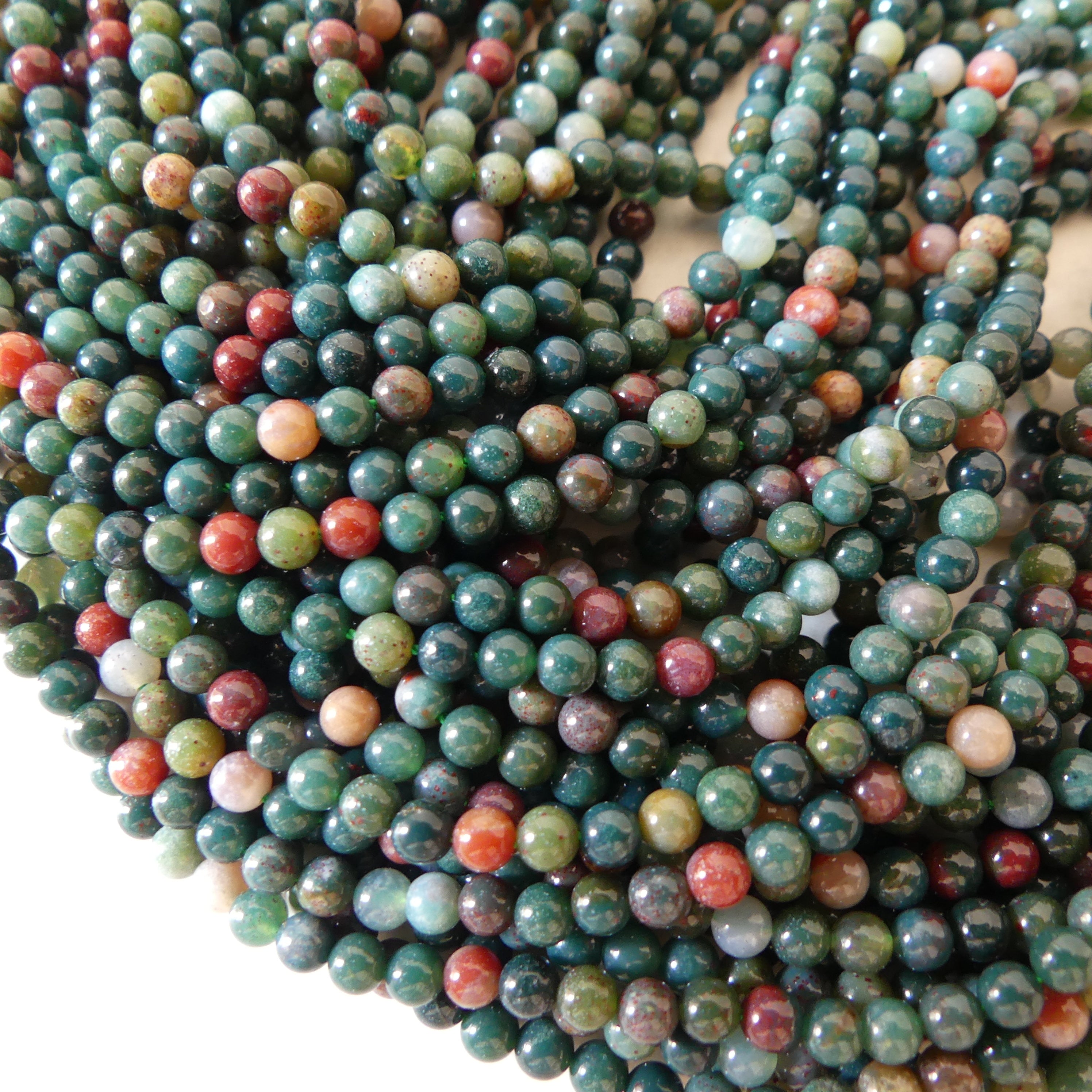 3mm Bloodstone Smooth Beads Genuine Bloodstone Beads 15" Gemstone Beads for DIY Jewelry Making Gift for Crafter