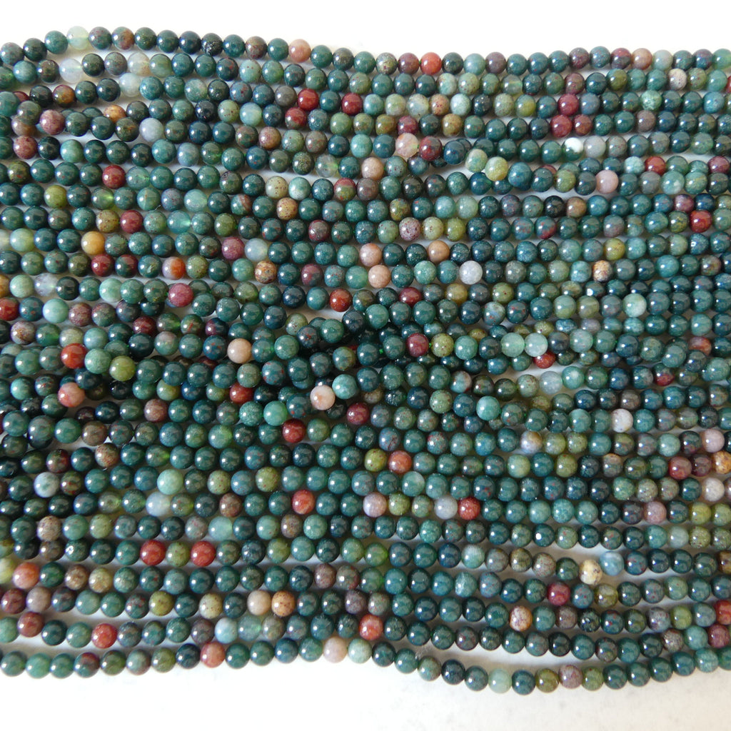 3mm Bloodstone Smooth Beads Genuine Bloodstone Beads 15" Gemstone Beads for DIY Jewelry Making Gift for Crafter
