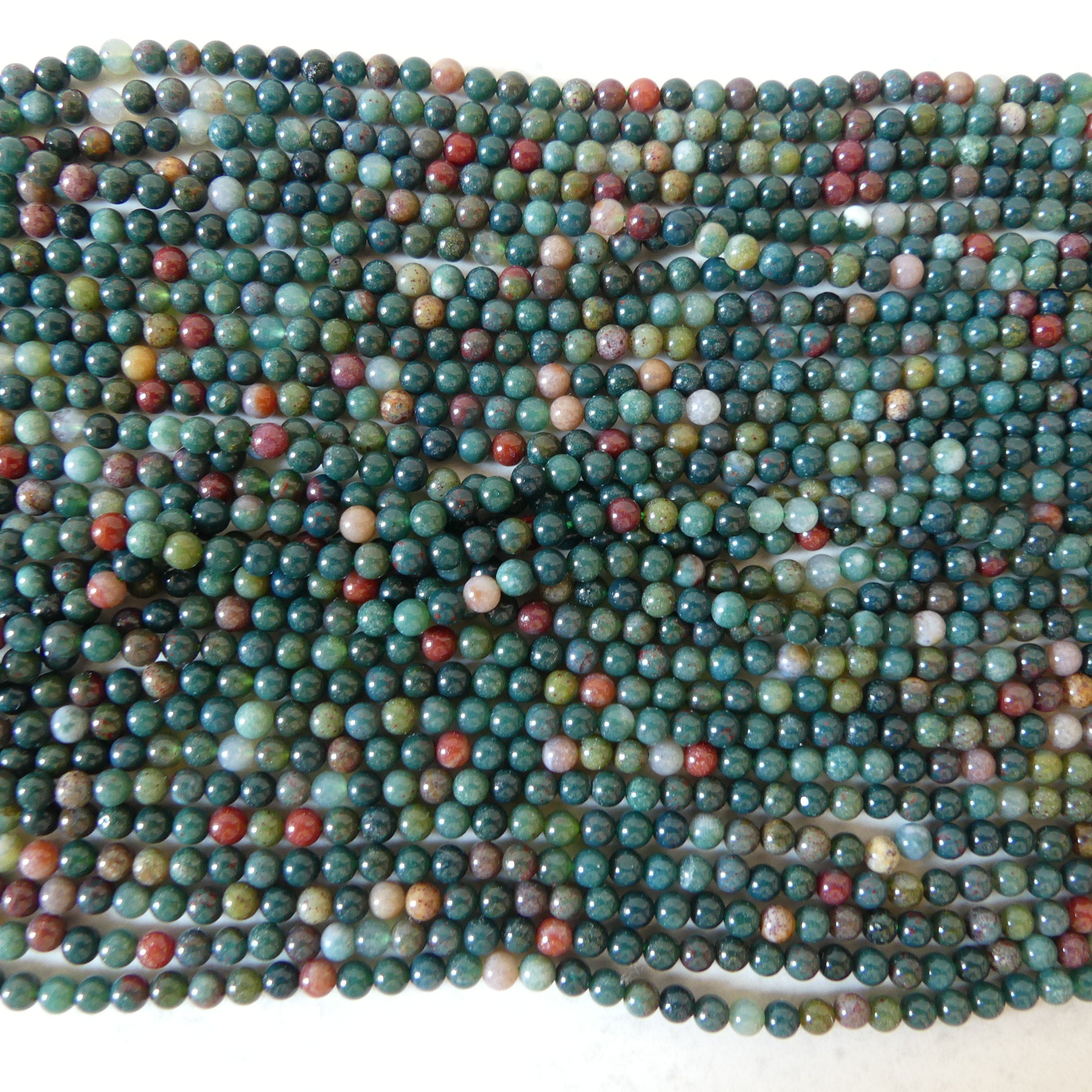 3mm Bloodstone Smooth Beads Genuine Bloodstone Beads 15" Gemstone Beads for DIY Jewelry Making Gift for Crafter