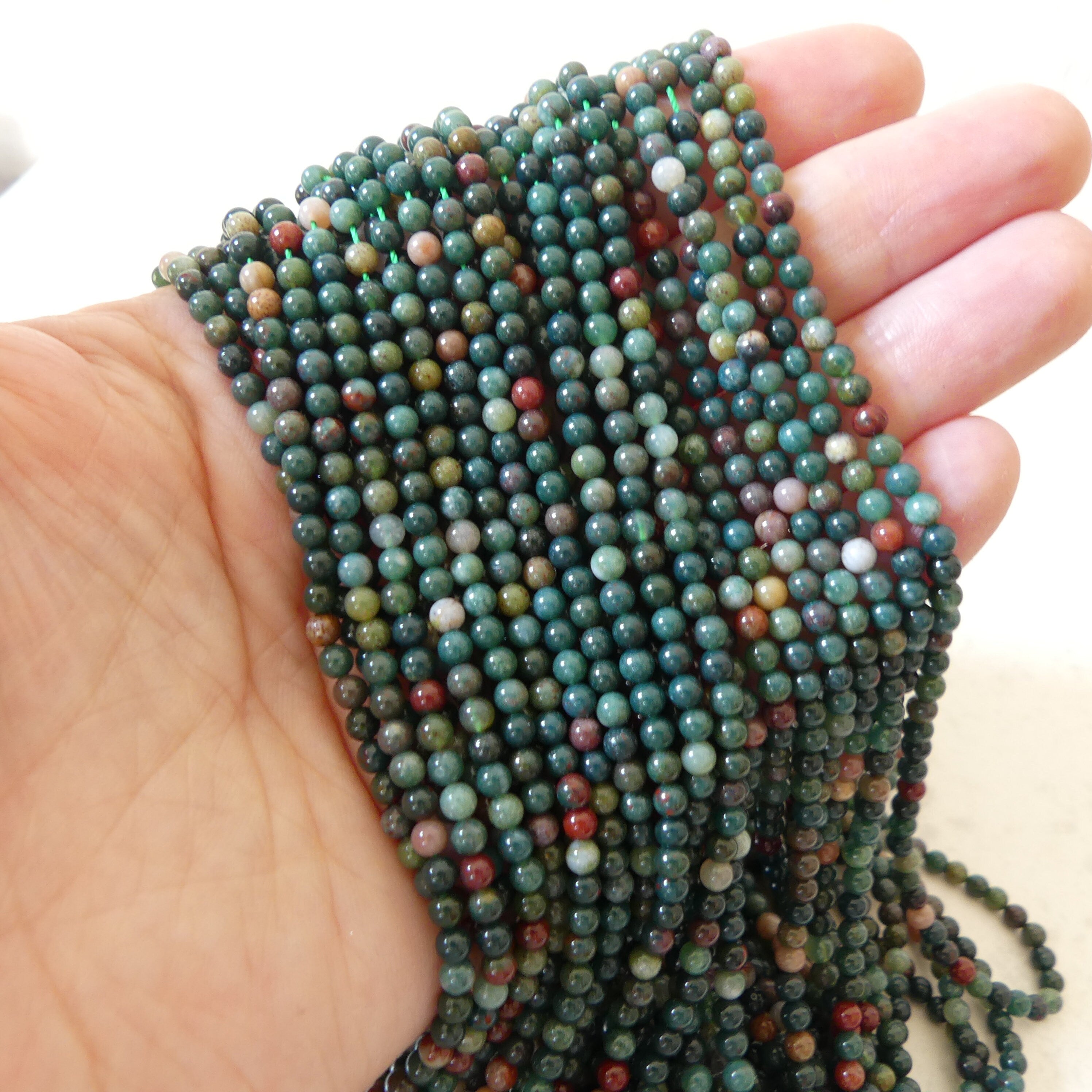 3mm Bloodstone Smooth Beads Genuine Bloodstone Beads 15" Gemstone Beads for DIY Jewelry Making Gift for Crafter