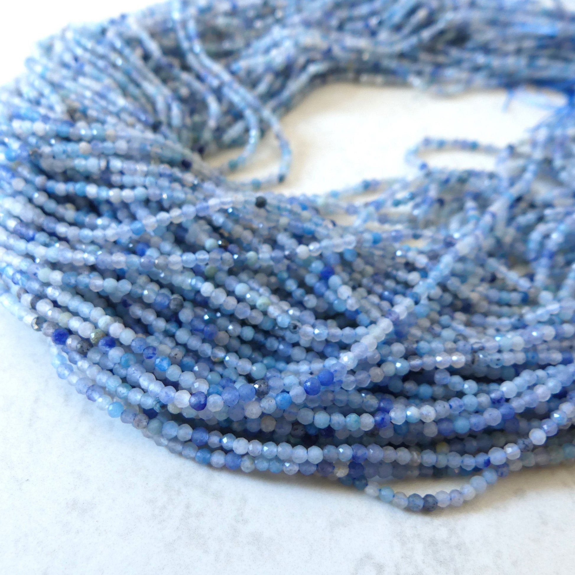 2mm Trolleite Beads Micro Faceted 15" Rare Gemstone Beads Beading Crafter Gift DIY Jewelry making Lazulite Scorzalite Quartz Mix