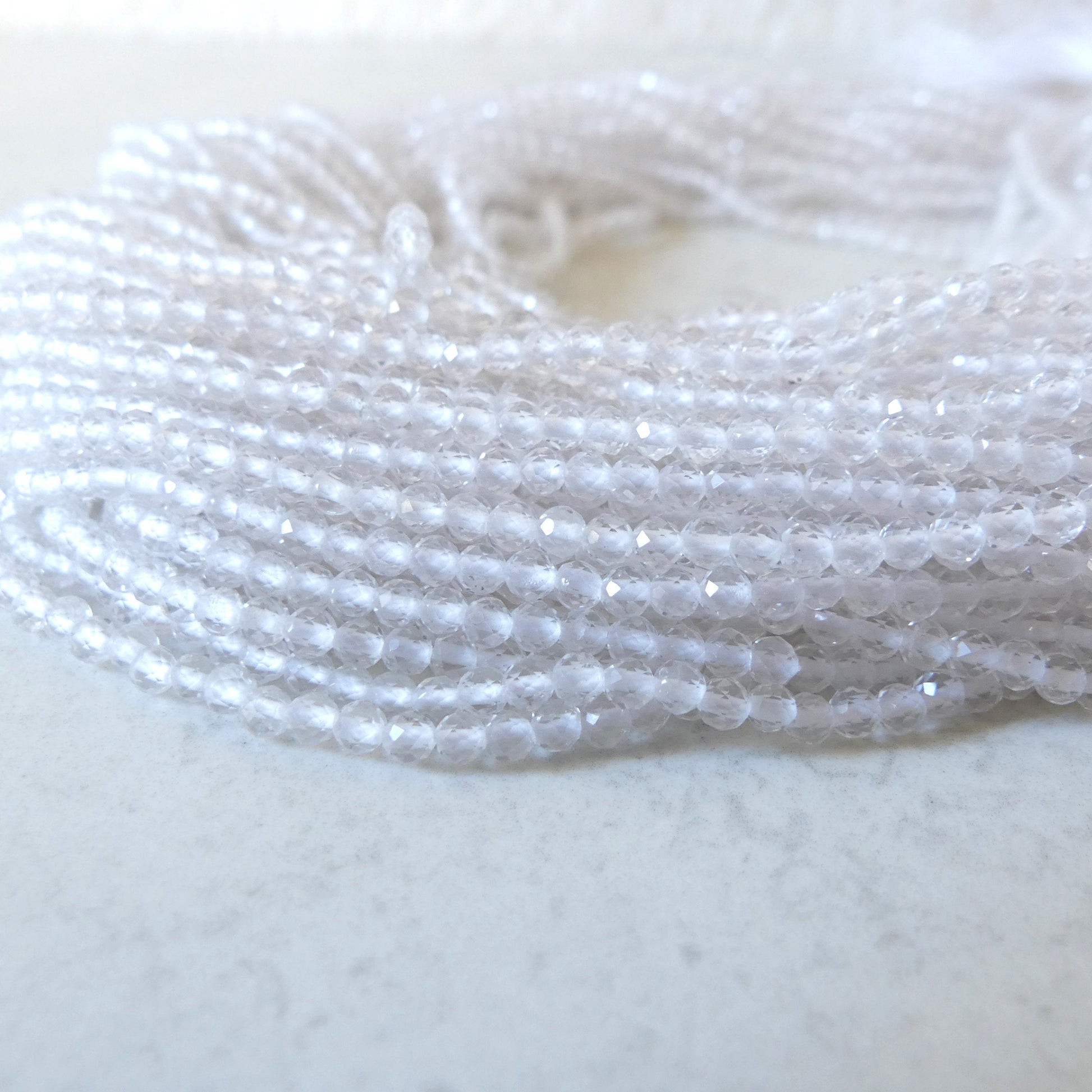 3mm AAA Rock Quartz Faceted Beads 15" Clear Crystal Quartz Genuine Gemstone Beads for Jewelry Making Beading Craft Gift April Birthstone