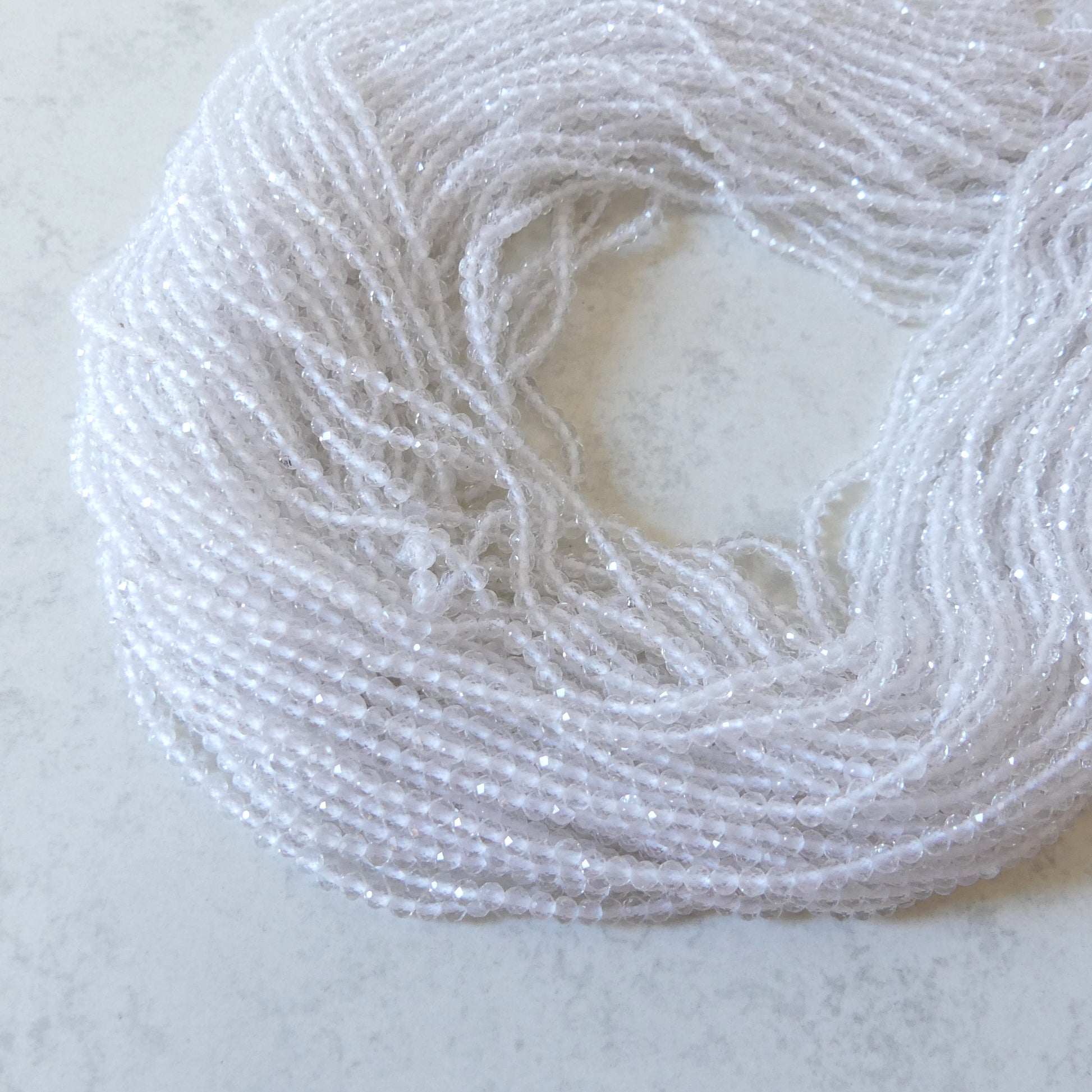 3mm AAA Rock Quartz Faceted Beads 15" Clear Crystal Quartz Genuine Gemstone Beads for Jewelry Making Beading Craft Gift April Birthstone
