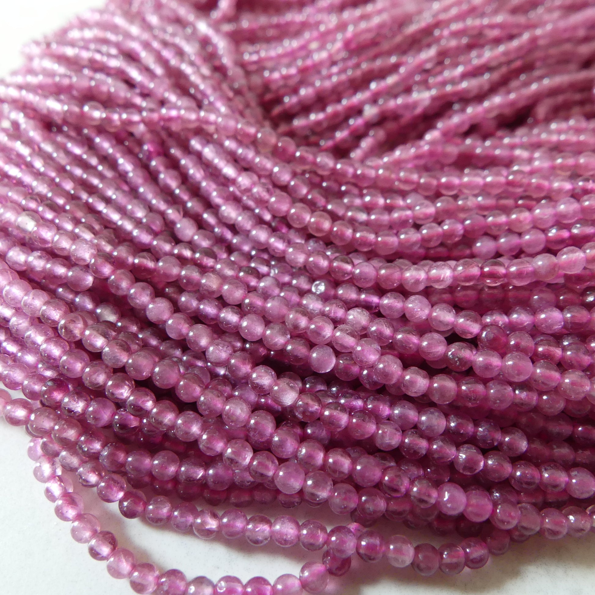 2.5mm Pink Tourmaline Smooth Beads 15" Transparent Gemstone Beads for Jewelry Making Beading Gift for Crafters October Birthstone