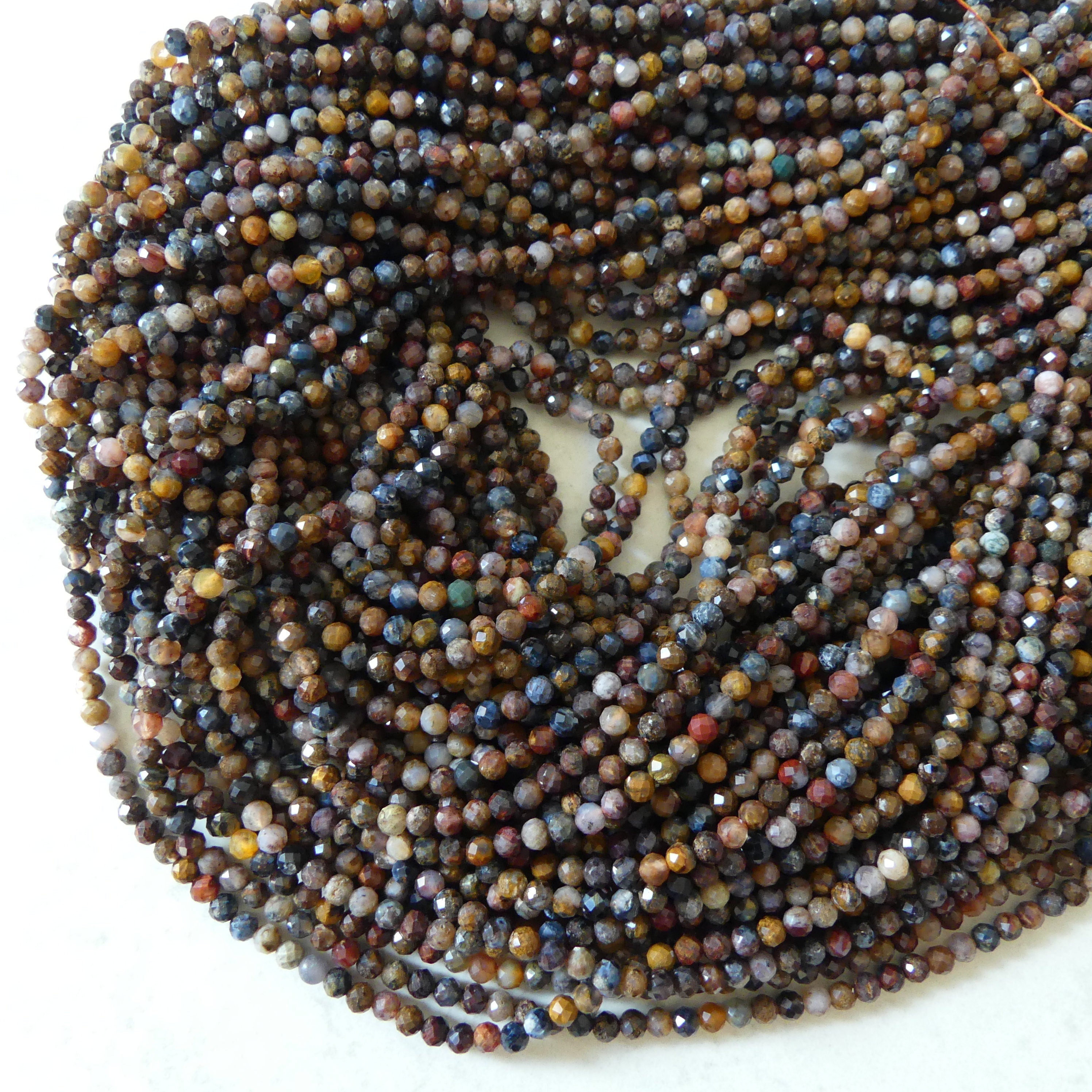 3mm Pietersite Micro Faceted Beads Round Genuine Beads 15" Sparkly Gemstone Beads for Jewelry Making Crafter Gift