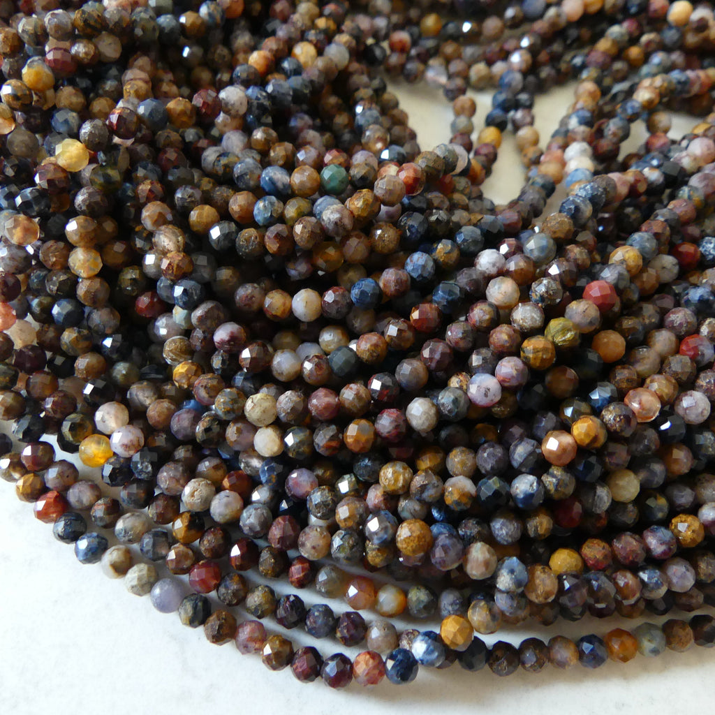 3mm Pietersite Micro Faceted Beads Round Genuine Beads 15" Sparkly Gemstone Beads for Jewelry Making Crafter Gift