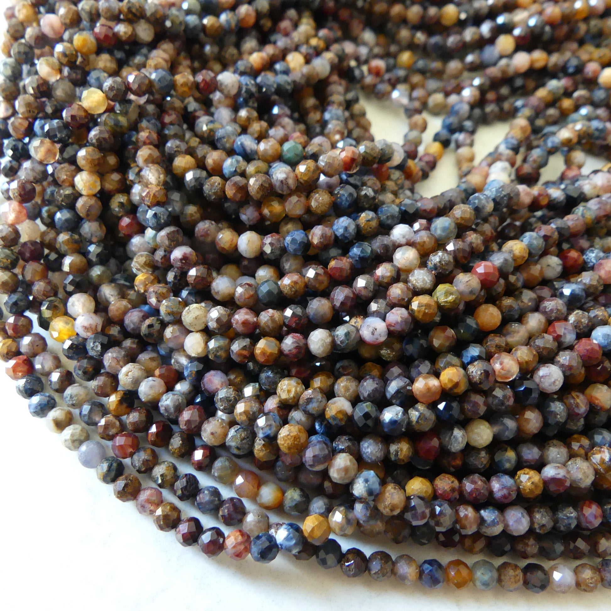 3mm Pietersite Micro Faceted Beads Round Genuine Beads 15" Sparkly Gemstone Beads for Jewelry Making Crafter Gift