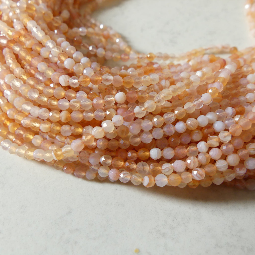 2.5mm Orange Botswana Agate Micro Faceted Beads Genuine Rare Agate Beads 15" Sparkly Gemstone Beads for Jewelry Making Gift for crafter