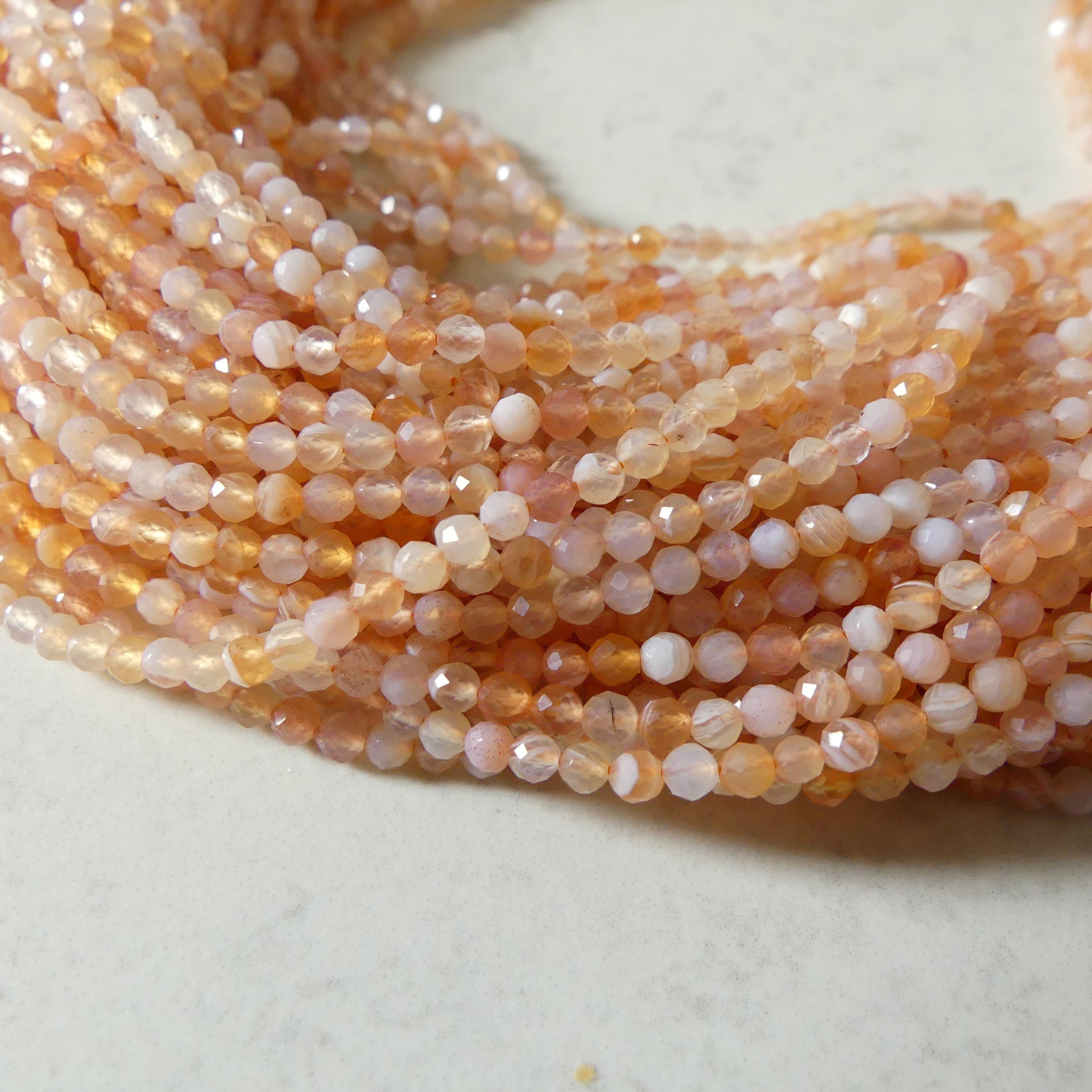 2.5mm Orange Botswana Agate Micro Faceted Beads Genuine Rare Agate Beads 15" Sparkly Gemstone Beads for Jewelry Making Gift for crafter