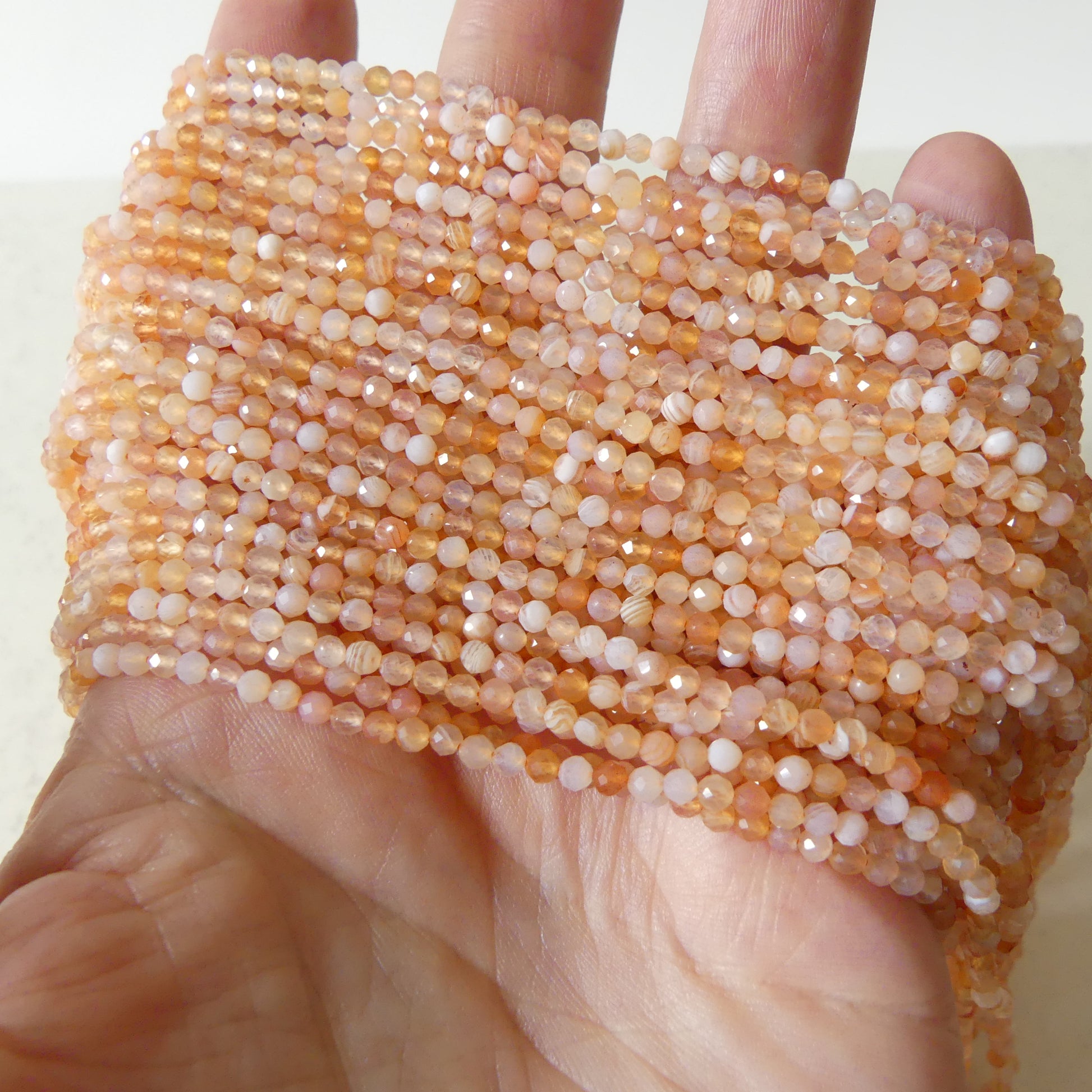 2.5mm Orange Botswana Agate Micro Faceted Beads Genuine Rare Agate Beads 15" Sparkly Gemstone Beads for Jewelry Making Gift for crafter