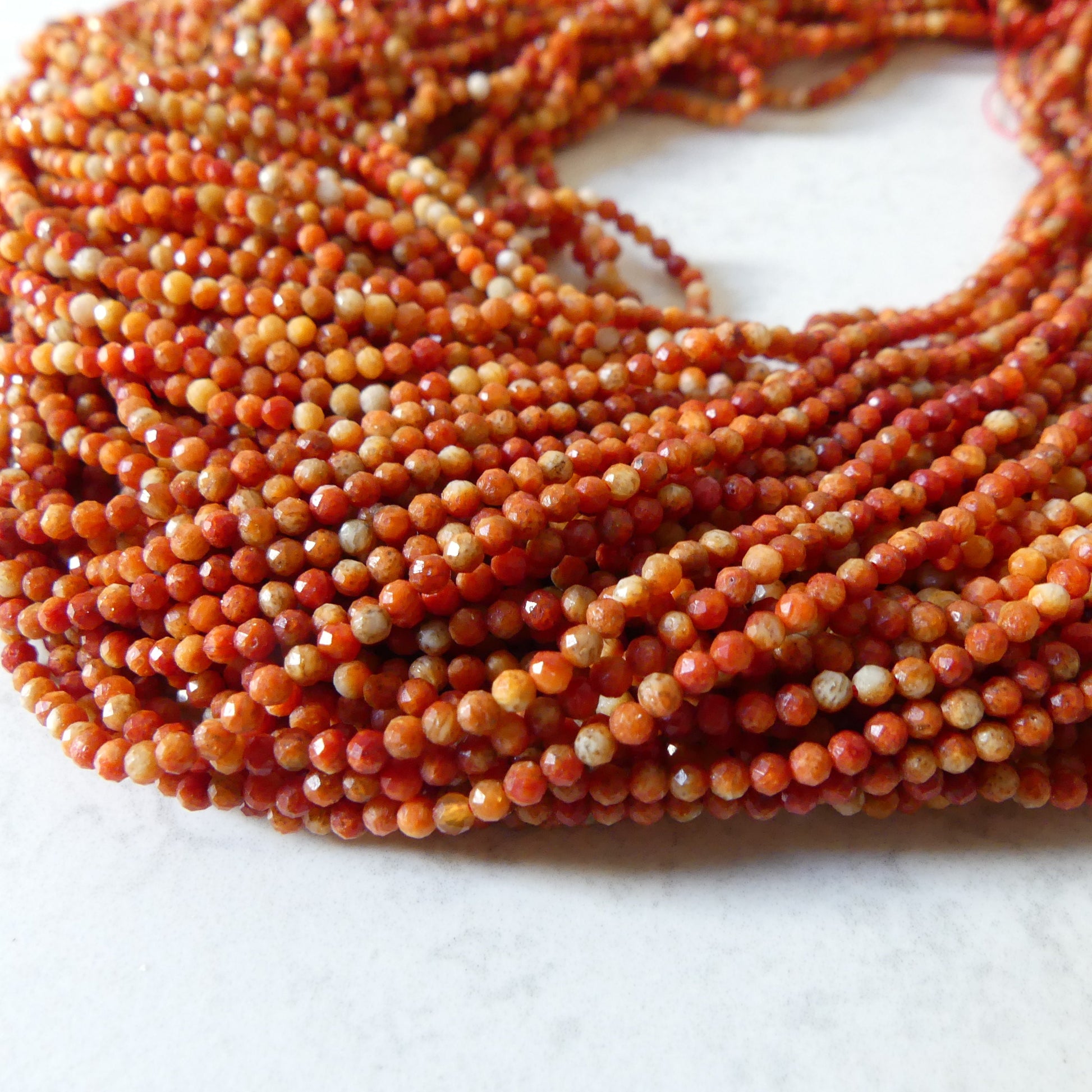 2mm Natural Sponge Coral Beads Micro Faceted Beads Genuine Coral Beads 15" Sparkly Gemstone Beads for Jewelry Making Gift for crafter