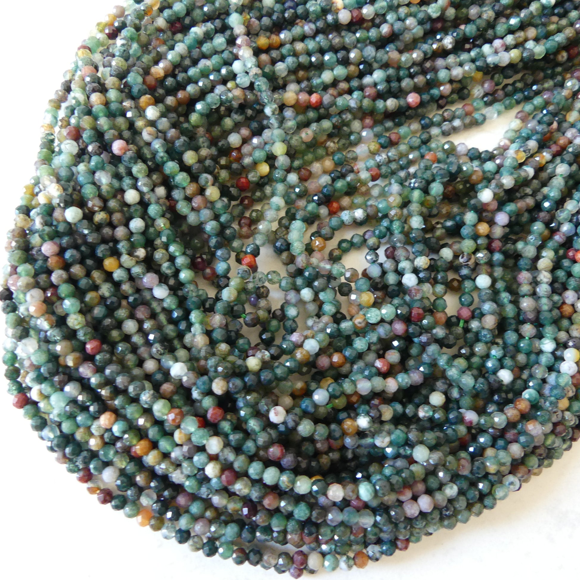 3mm Indian Agate Micro Faceted Beads Genuine Agate Colorful Beads 15" Sparkly Gemstone Beads for DIY Jewelry Making Gift for Crafter
