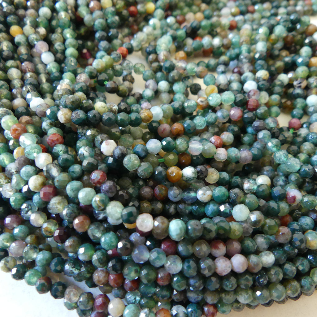 3mm Indian Agate Micro Faceted Beads Genuine Agate Colorful Beads 15" Sparkly Gemstone Beads for DIY Jewelry Making Gift for Crafter