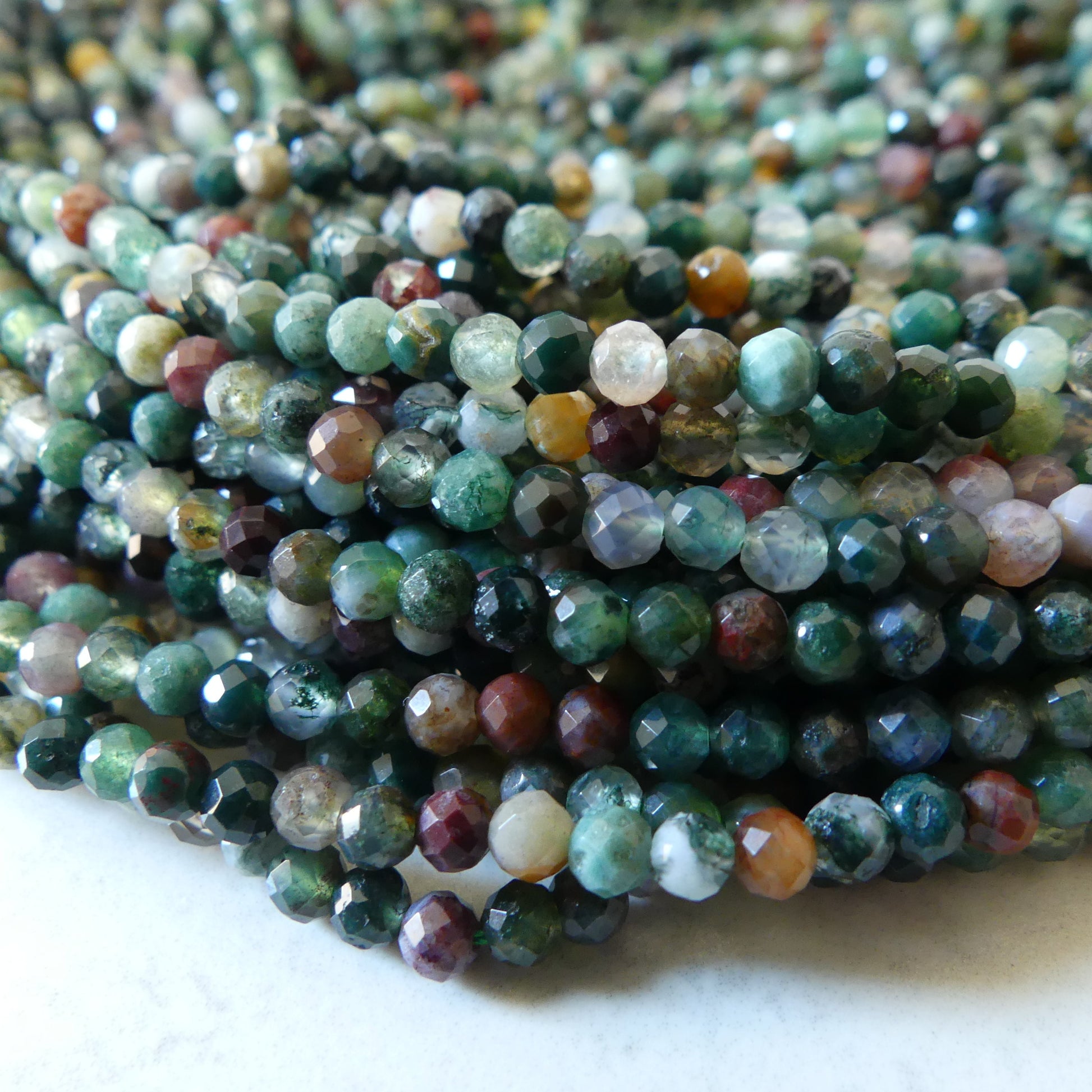 3mm Indian Agate Micro Faceted Beads Genuine Agate Colorful Beads 15" Sparkly Gemstone Beads for DIY Jewelry Making Gift for Crafter