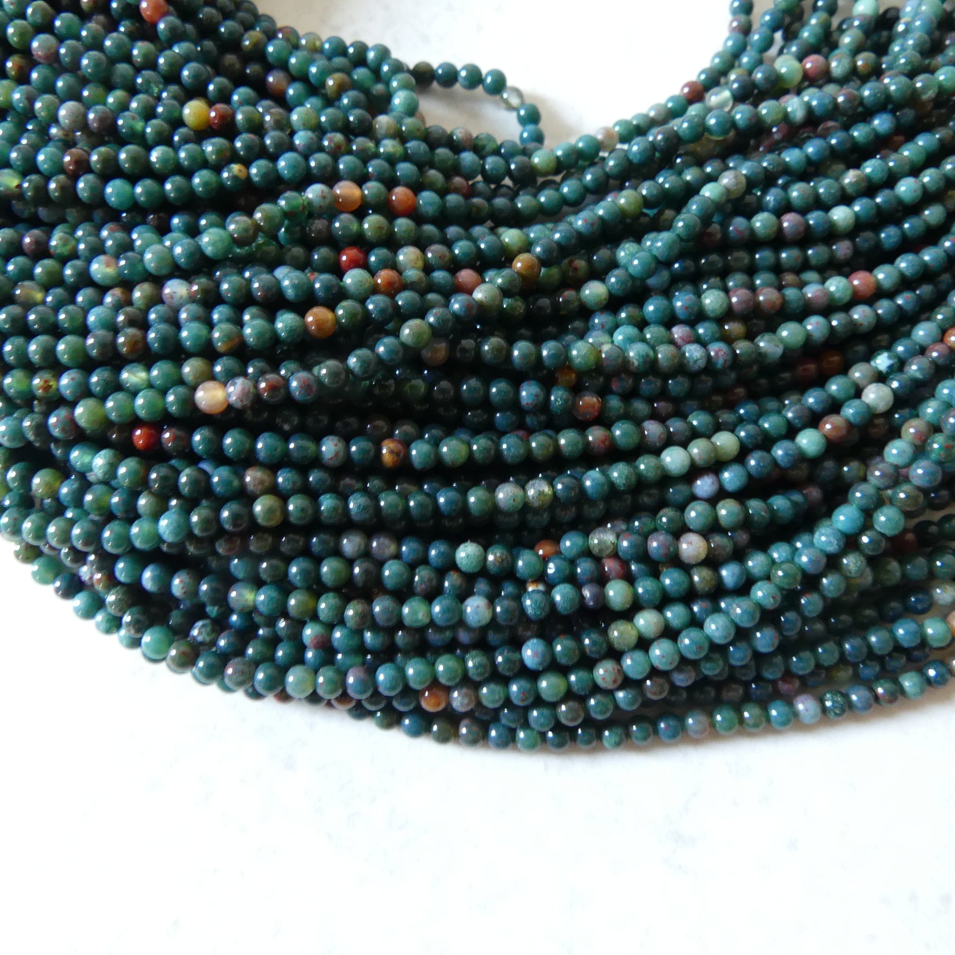 2mm Bloodstone Smooth Beads Genuine Bloodstone Beads 15" Gemstone Beads for DIY Jewelry Making Gift for Crafter