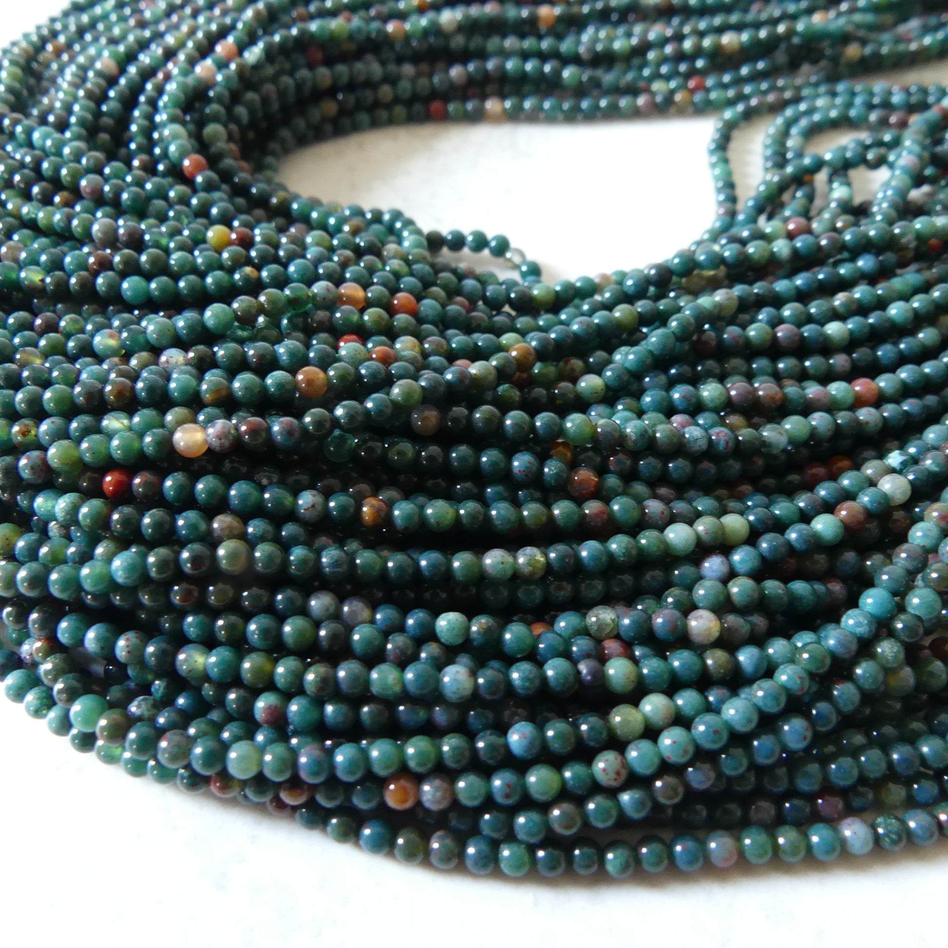 2mm Bloodstone Smooth Beads Genuine Bloodstone Beads 15" Gemstone Beads for DIY Jewelry Making Gift for Crafter