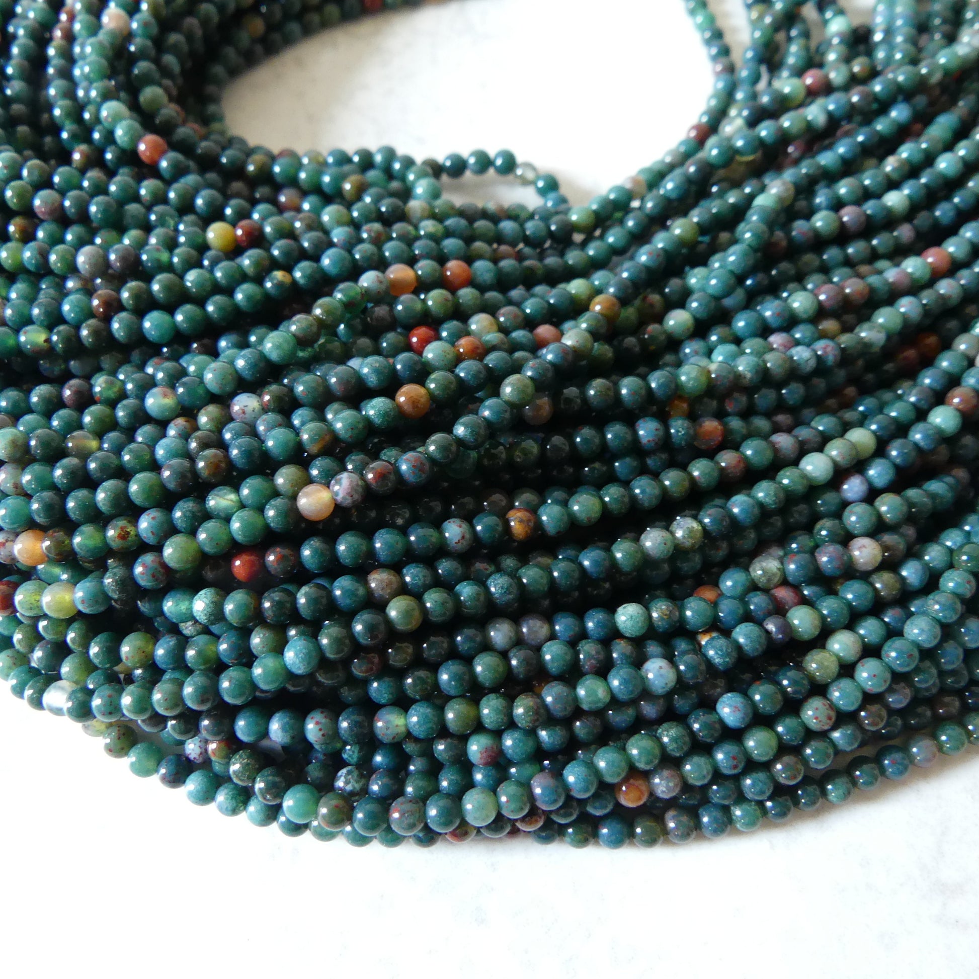 2mm Bloodstone Smooth Beads Genuine Bloodstone Beads 15" Gemstone Beads for DIY Jewelry Making Gift for Crafter