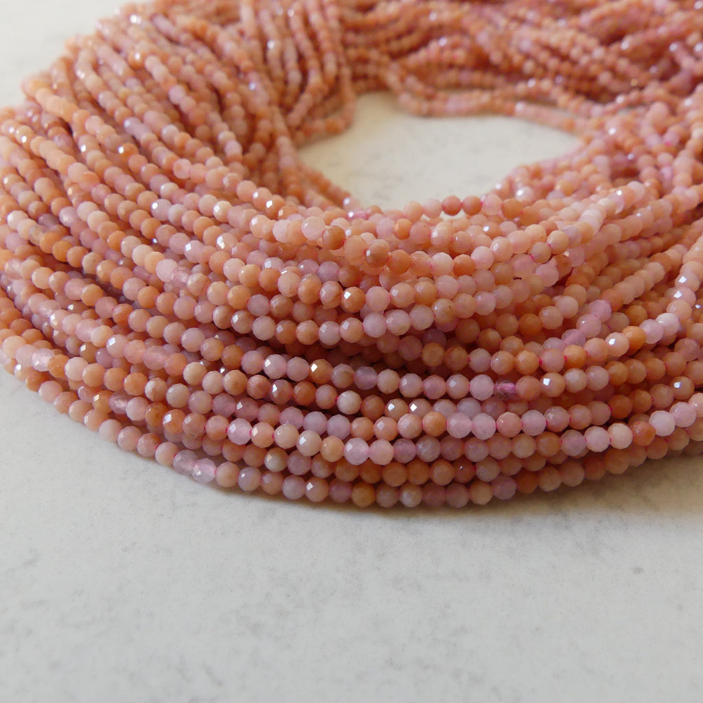2mm Pink Aventurine Beads Micro Faceted Beads 15" Peach Natural Aventurine Gemstone Beads Beading Crafter Gift DIY jewelry