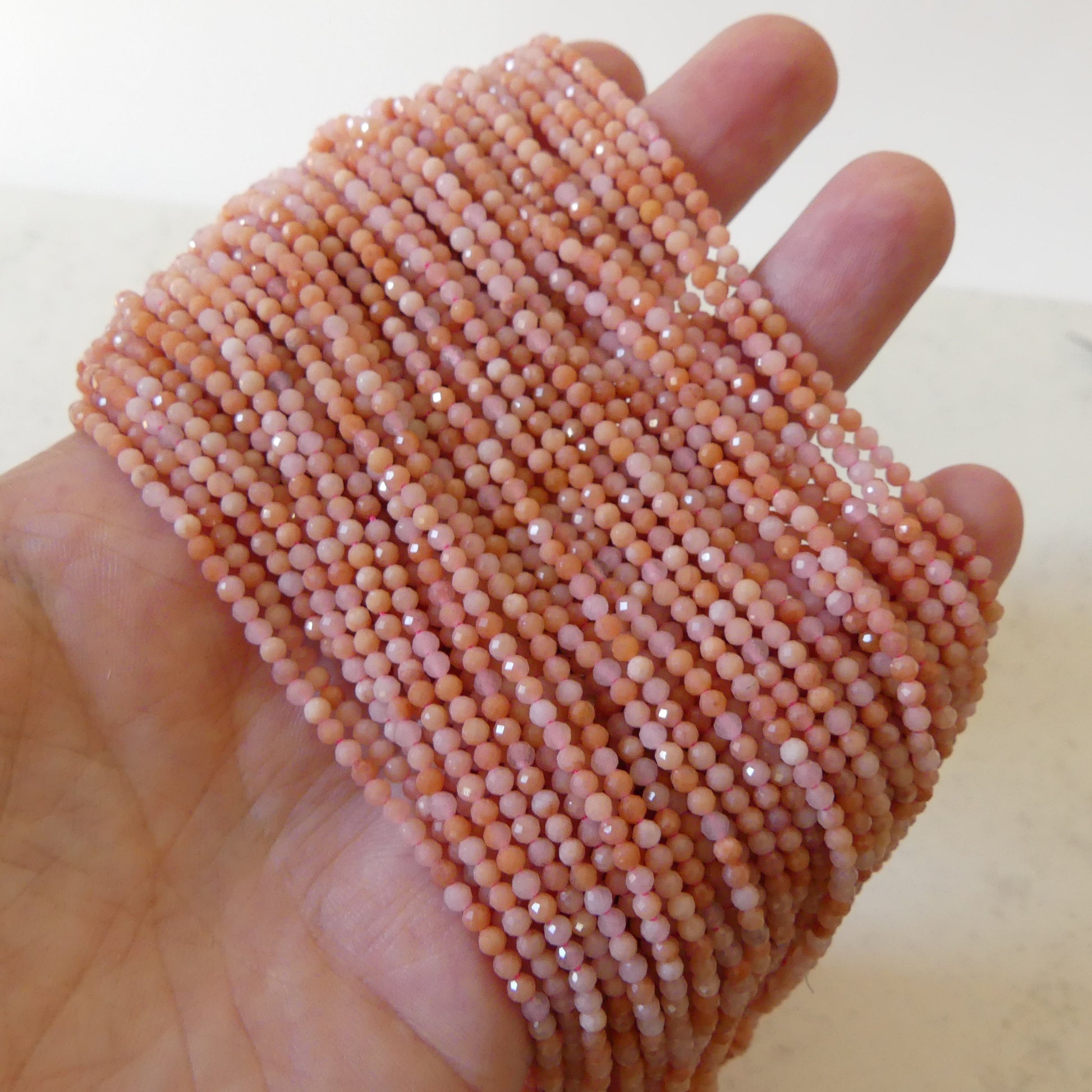 2mm Pink Aventurine Beads Micro Faceted Beads 15" Peach Natural Aventurine Gemstone Beads Beading Crafter Gift DIY jewelry