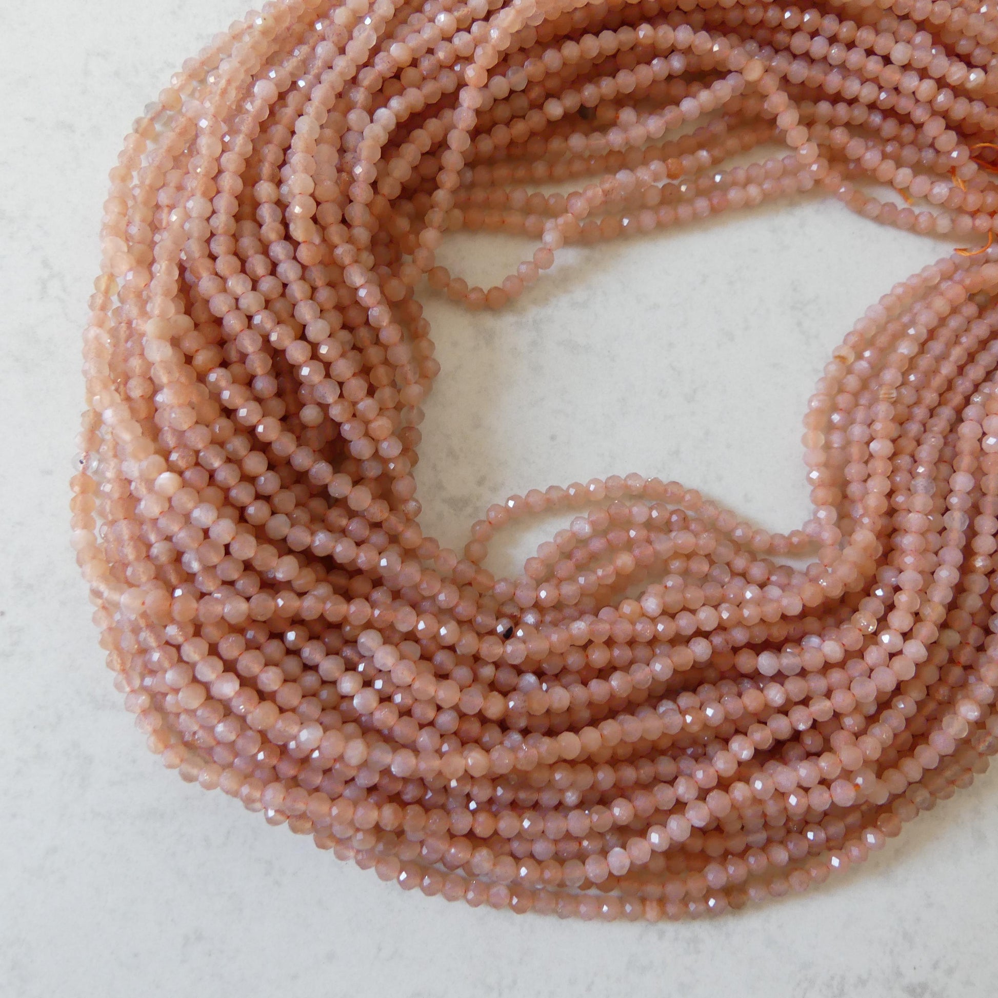 3mm AAA Peach Moonstone Faceted Beads 15" Gemstone Beads Beading Crafter Gift June Birthstone DIY Jewelry