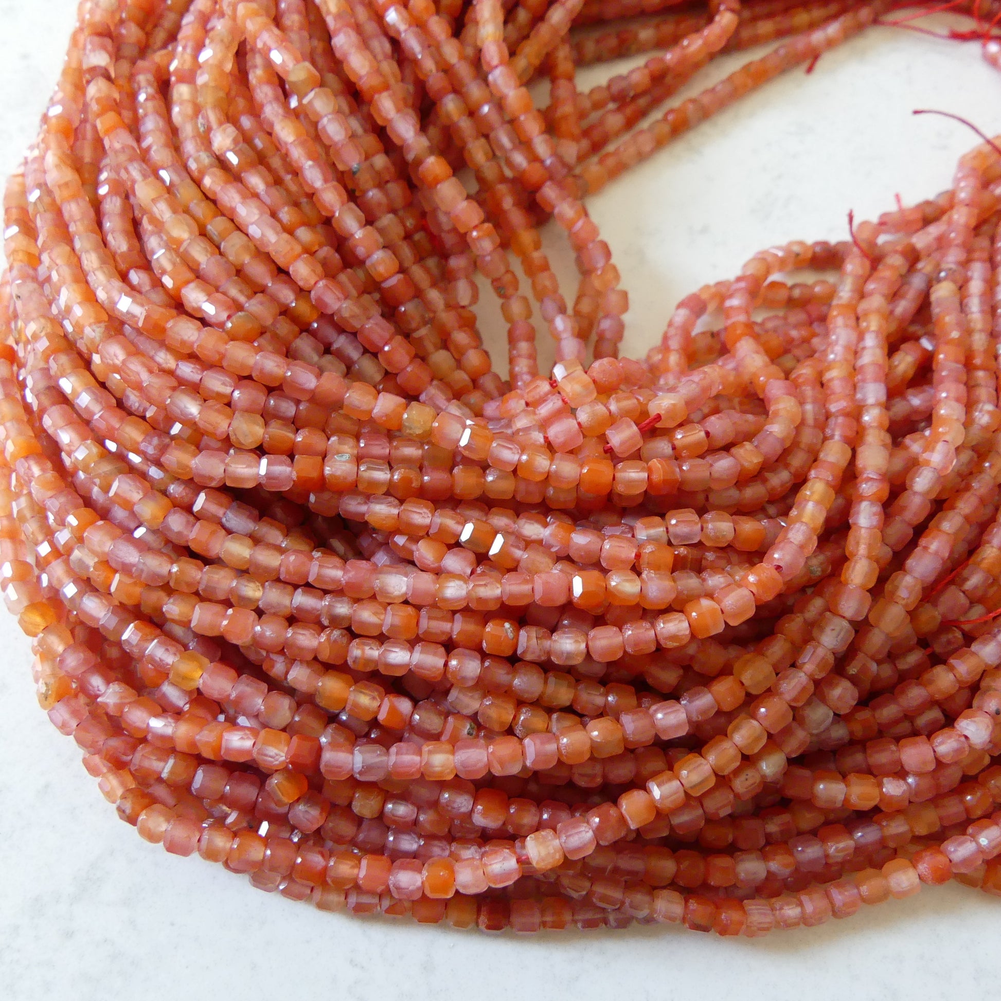 3mm Natural Carnelian Faceted Cube Beads 15" Orange Genuine Gemstone Beads for Jewelry Making Beading Craft Gift Beads Self-Love Abundance