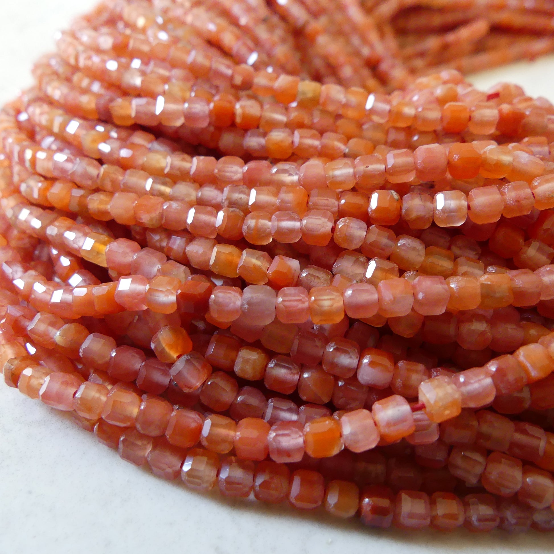 3mm Natural Carnelian Faceted Cube Beads 15" Orange Genuine Gemstone Beads for Jewelry Making Beading Craft Gift Beads Self-Love Abundance