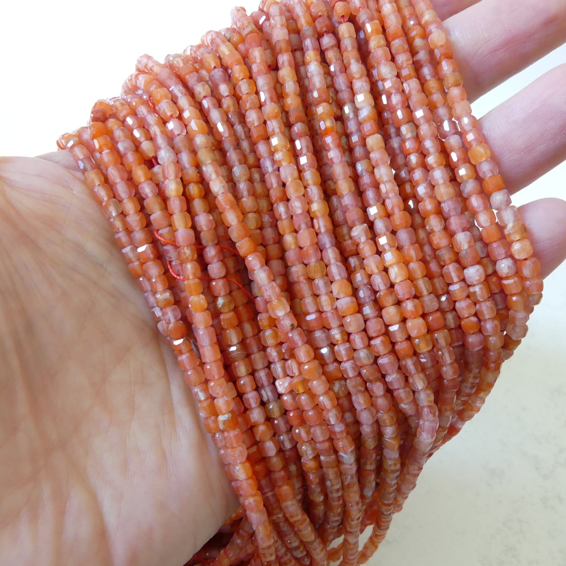 3mm Natural Carnelian Faceted Cube Beads 15" Orange Genuine Gemstone Beads for Jewelry Making Beading Craft Gift Beads Self-Love Abundance
