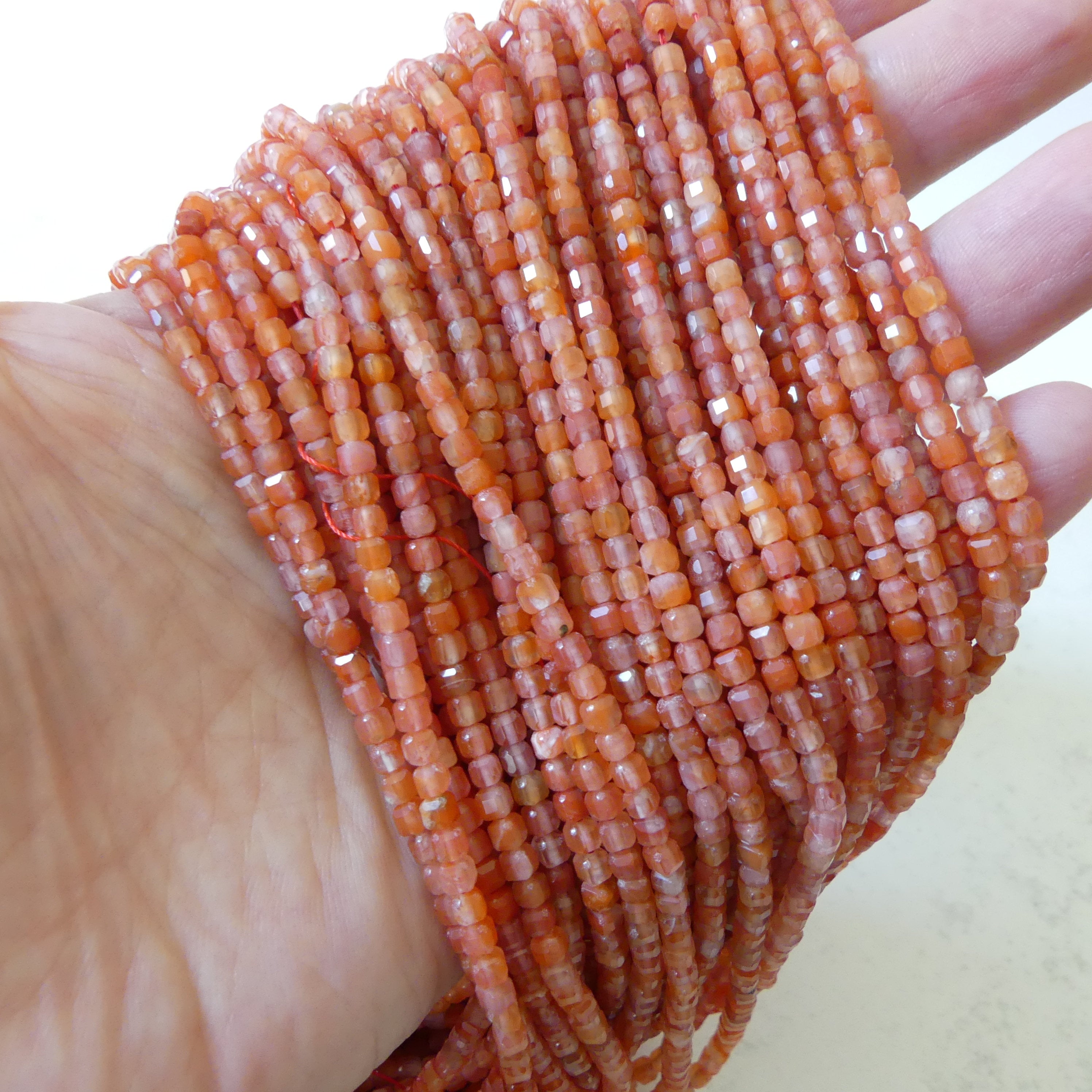 3mm Natural Carnelian Faceted Cube Beads 15" Orange Genuine Gemstone Beads for Jewelry Making Beading Craft Gift Beads Self-Love Abundance