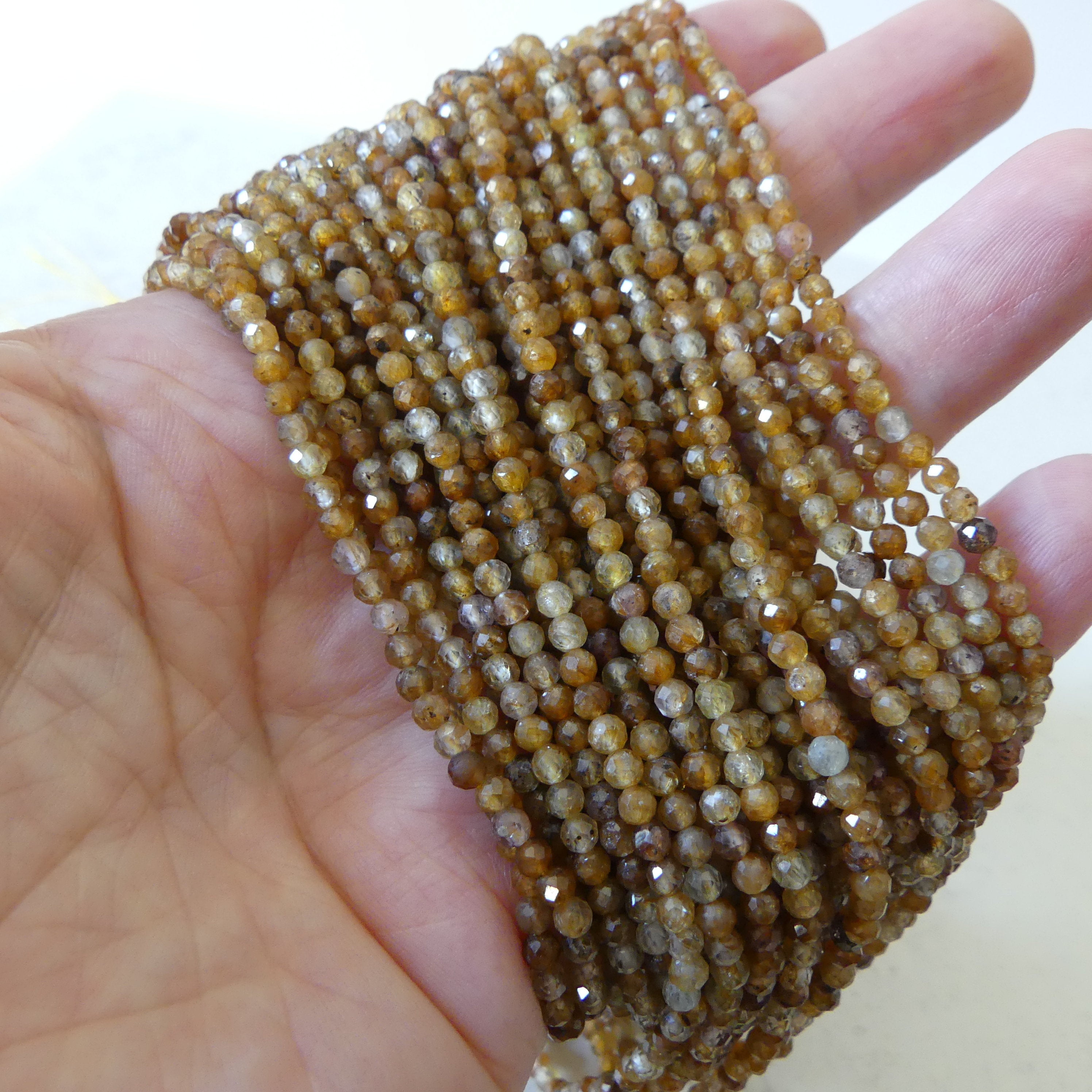 3mm Yellow Sapphire Micro Faceted Beads Genuine Small Beads 15" September Birthstone Beads Gemstone Beads for Jewelry Making