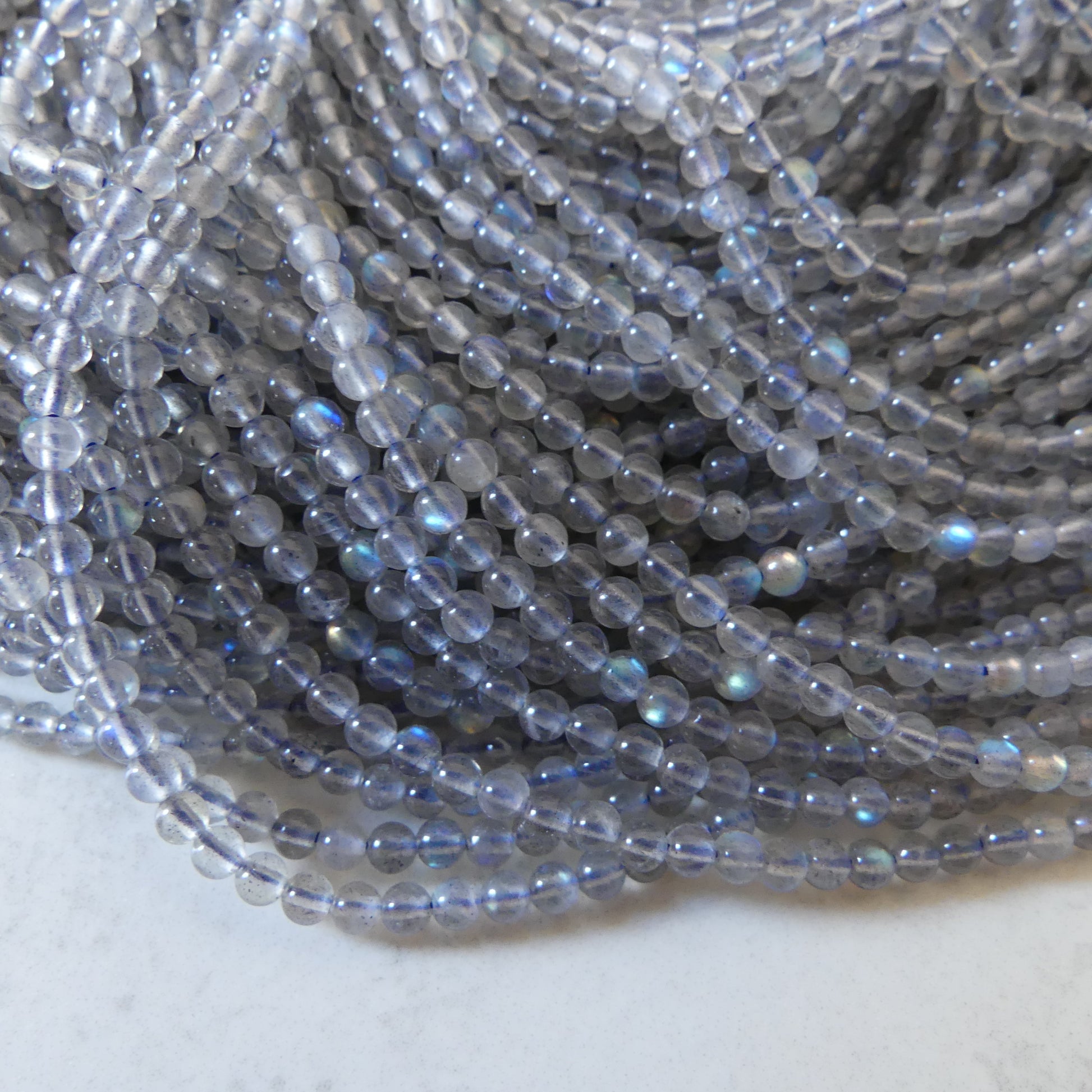 3mm AAA Labradorite Smooth Beads Genuine Blue Flash Beads 15" Sparkly Gemstone Beads for DIY Jewelry Making Crafter Gift
