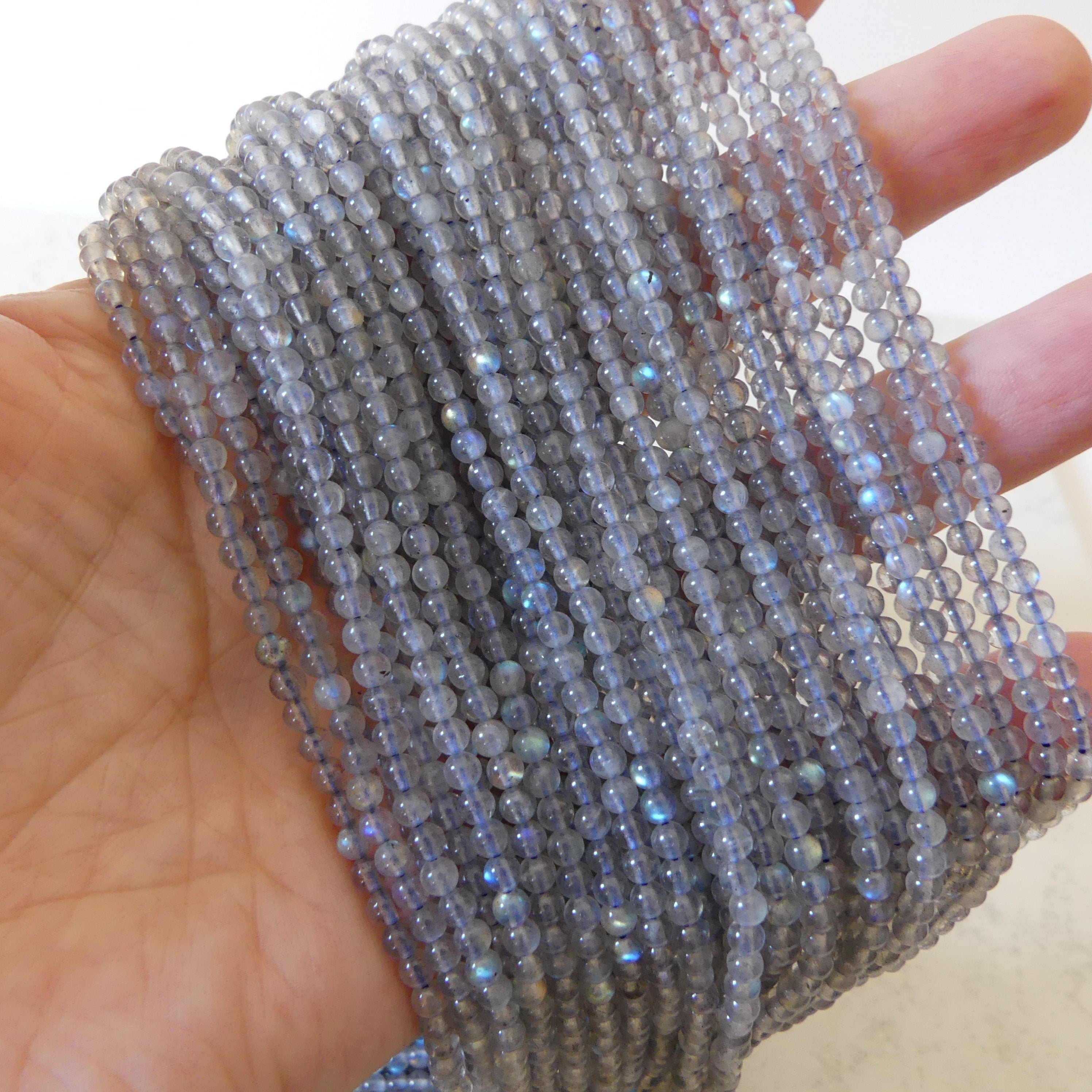 3mm AAA Labradorite Smooth Beads Genuine Blue Flash Beads 15" Sparkly Gemstone Beads for DIY Jewelry Making Crafter Gift