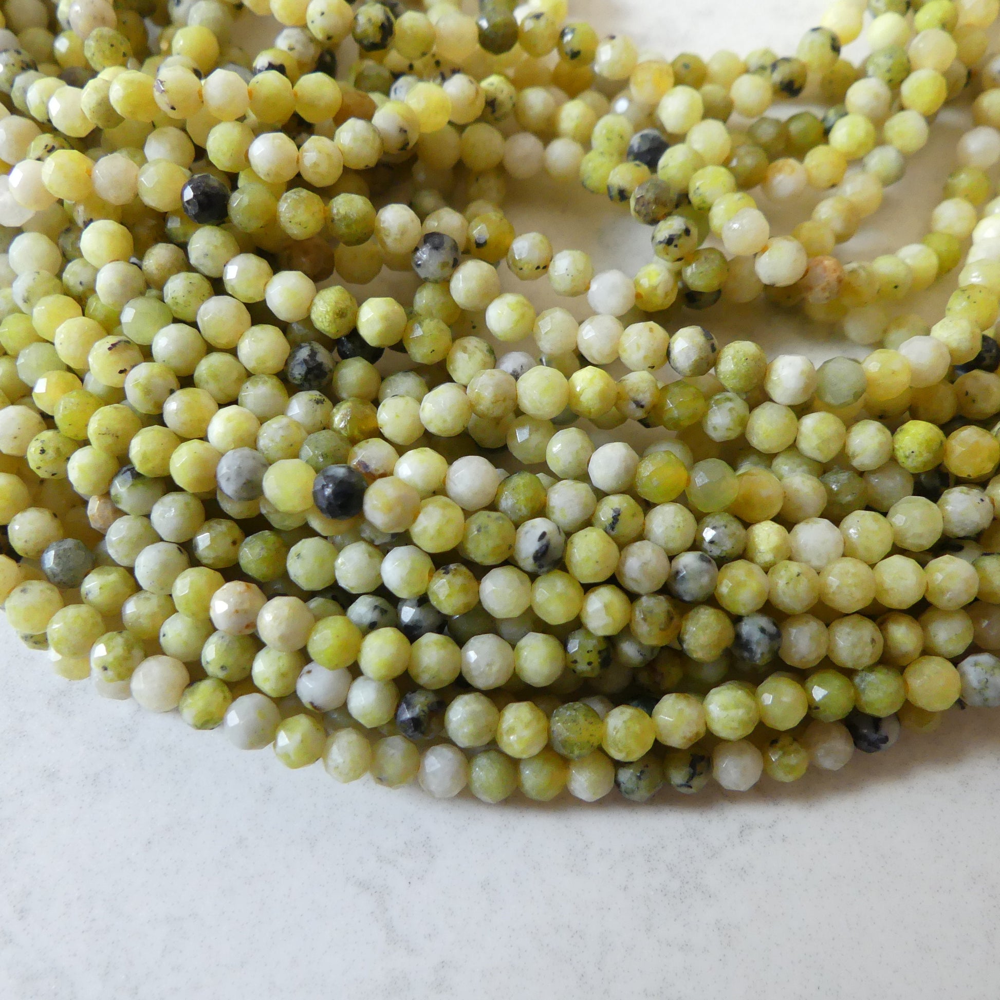 3mm Yellow Serpentine Beads Lizardite Micro Faceted 15" Yellow Genuine Gemstone Beads for Jewelry Making Beading Craft Gift