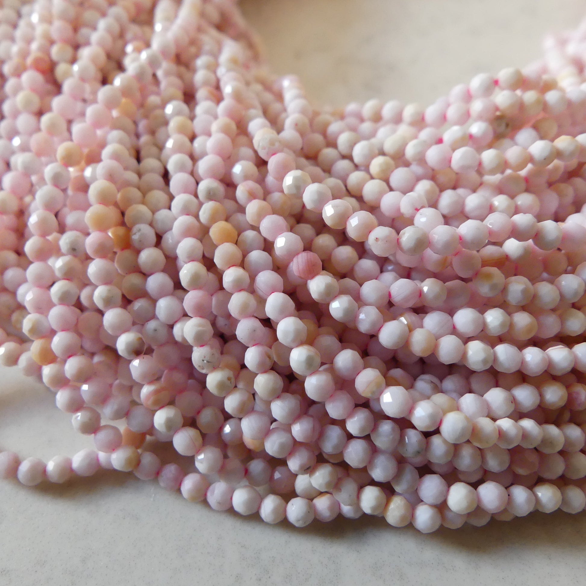 2mm Natural Queen Conch Beads Micro Faceted Genuine Shell Beads 15" Gemstone Jewelry Making Gift for crafter
