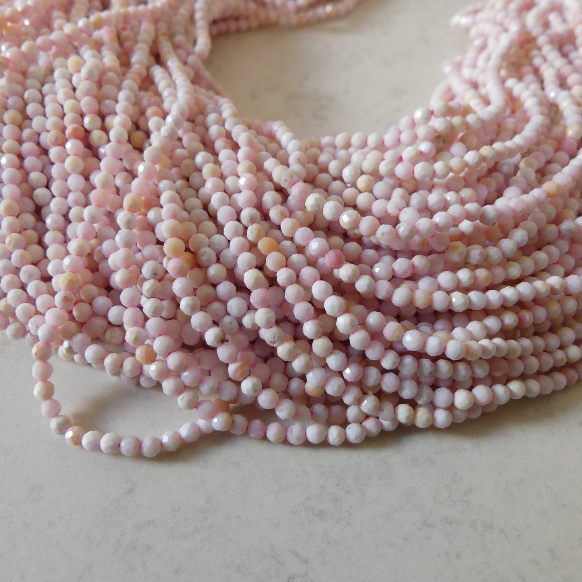 2mm Natural Queen Conch Beads Micro Faceted Genuine Shell Beads 15" Gemstone Jewelry Making Gift for crafter