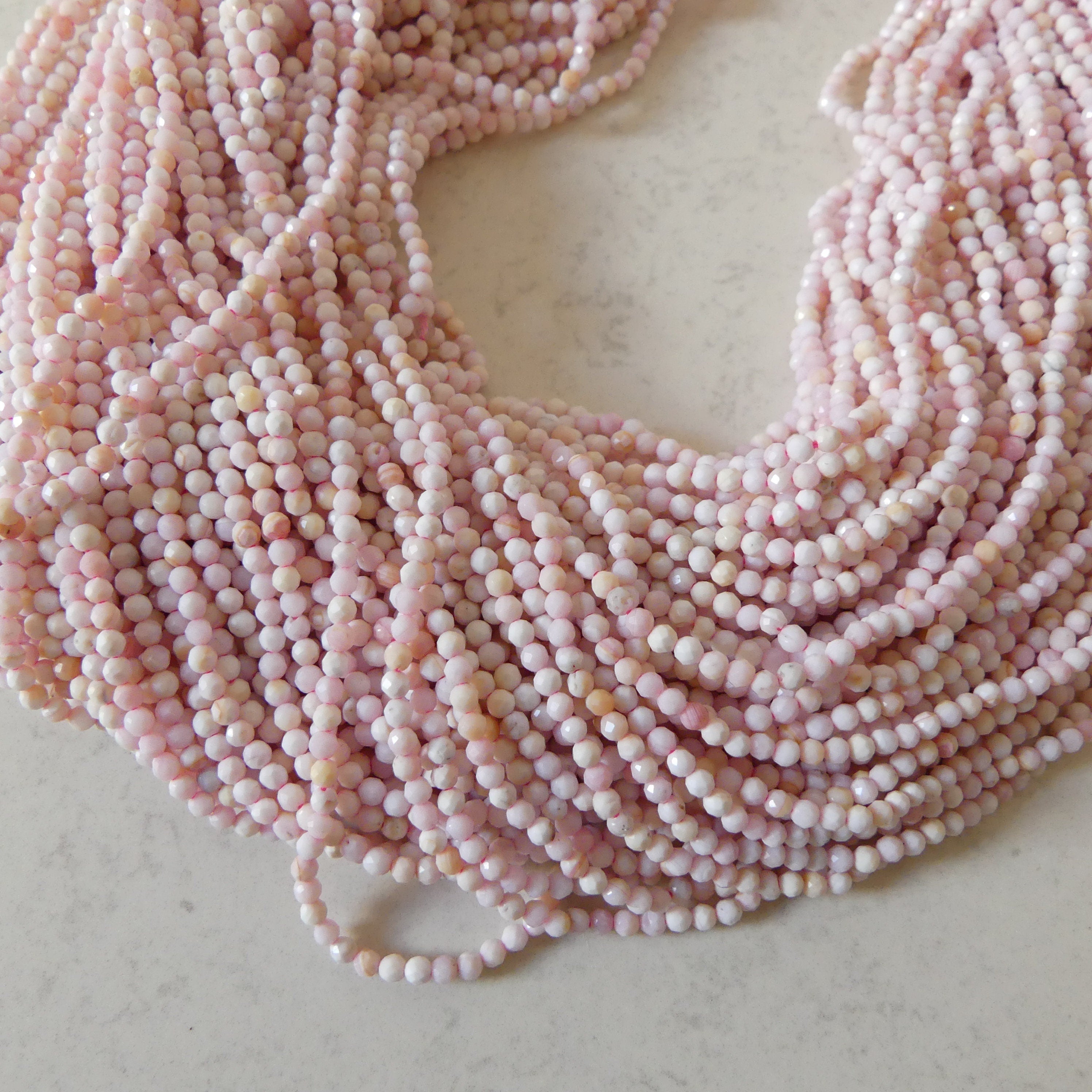 2mm Natural Queen Conch Beads Micro Faceted Genuine Shell Beads 15" Gemstone Jewelry Making Gift for crafter