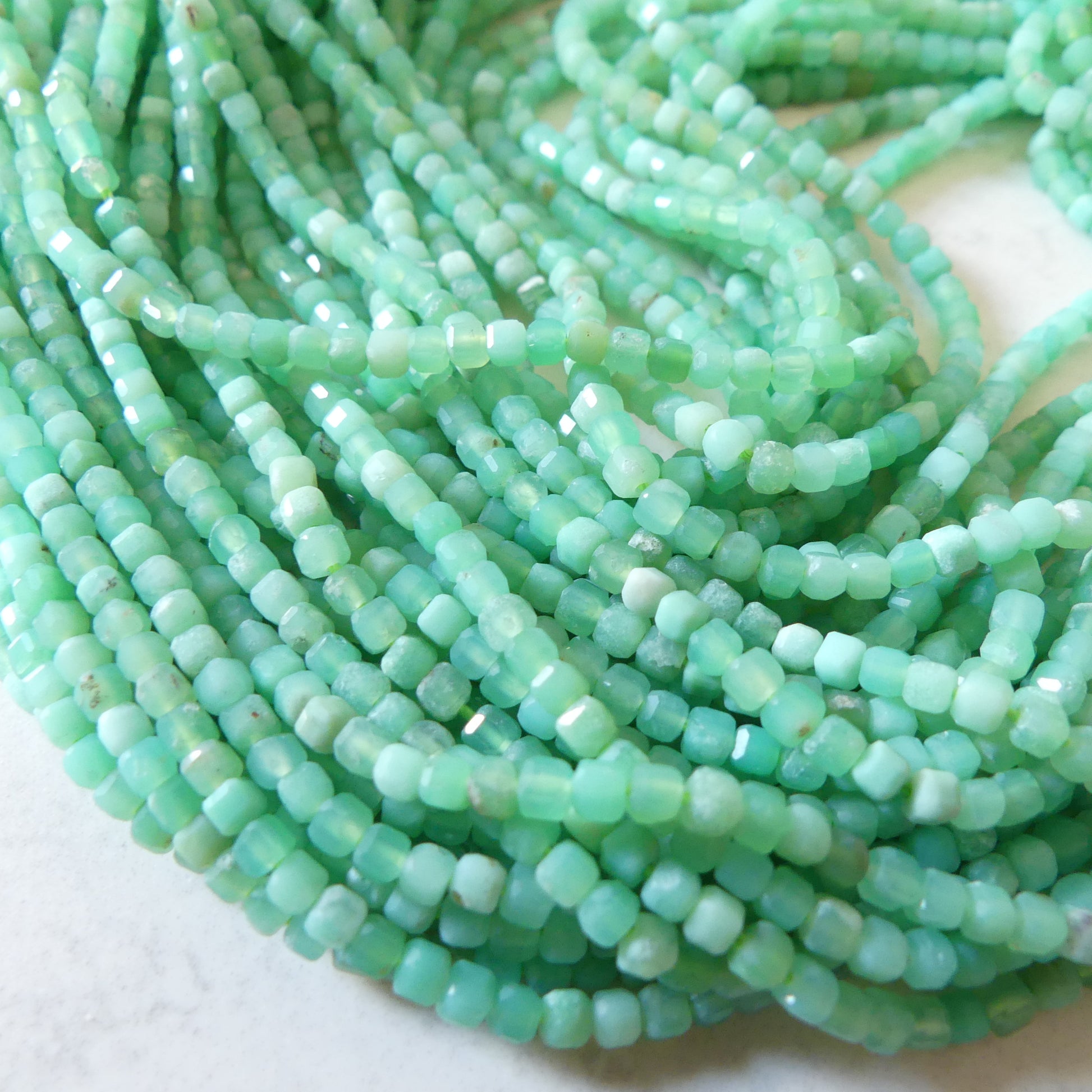 2mm Chrysoprase Faceted Cube Beads 15" Mint Green Genuine Gemstone Beads for Jewelry Making Beading Craft Gift Beads