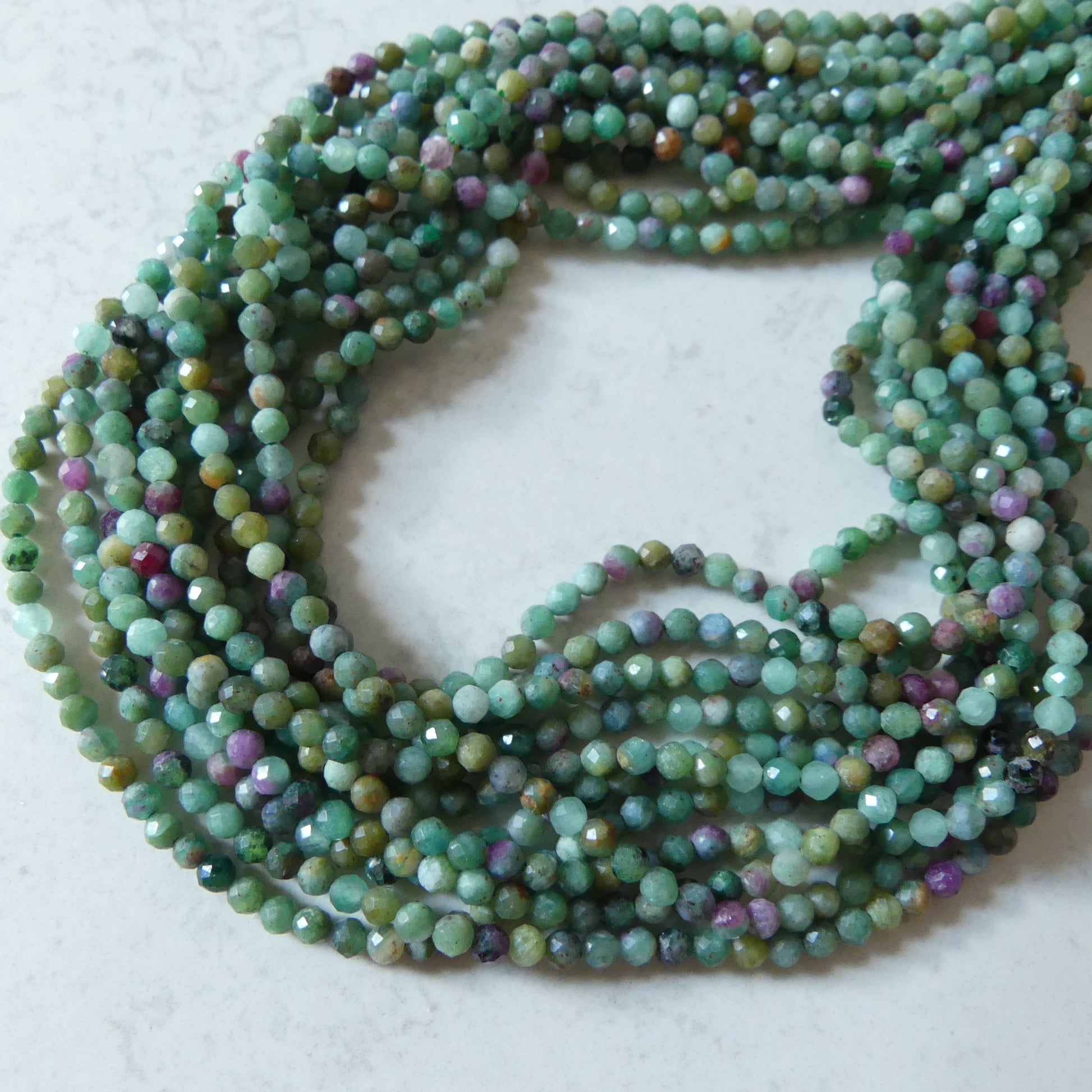 3mm Natural Ruby Fuchsite Micro Faceted Beads Genuine Small Green Beads 15" Gemstone Beads for Jewelry Making Beading Gift for Crafter