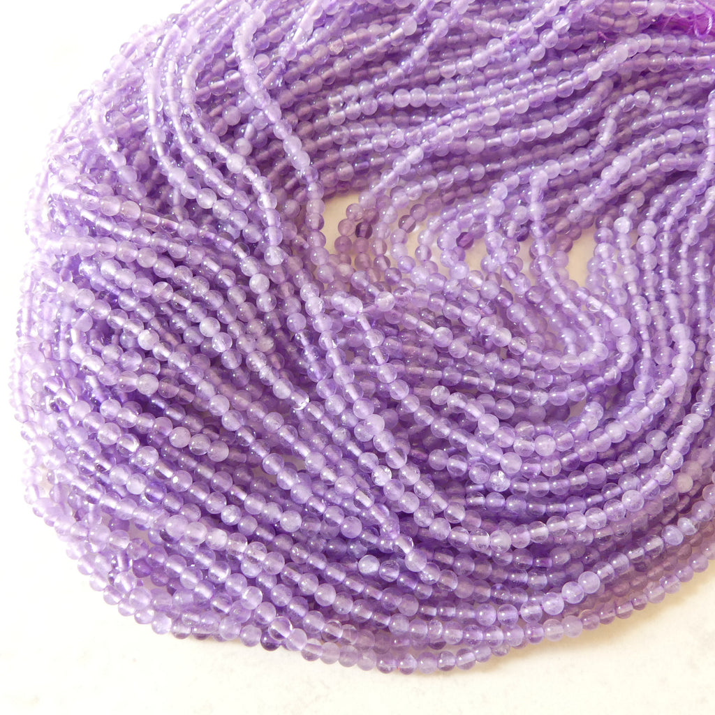 3.5mm Lilac Amethyst Beads Smooth Beads 15" Light Purple Natural Amethyst Gemstone Beads Beading Crafter Gift February Birthstone