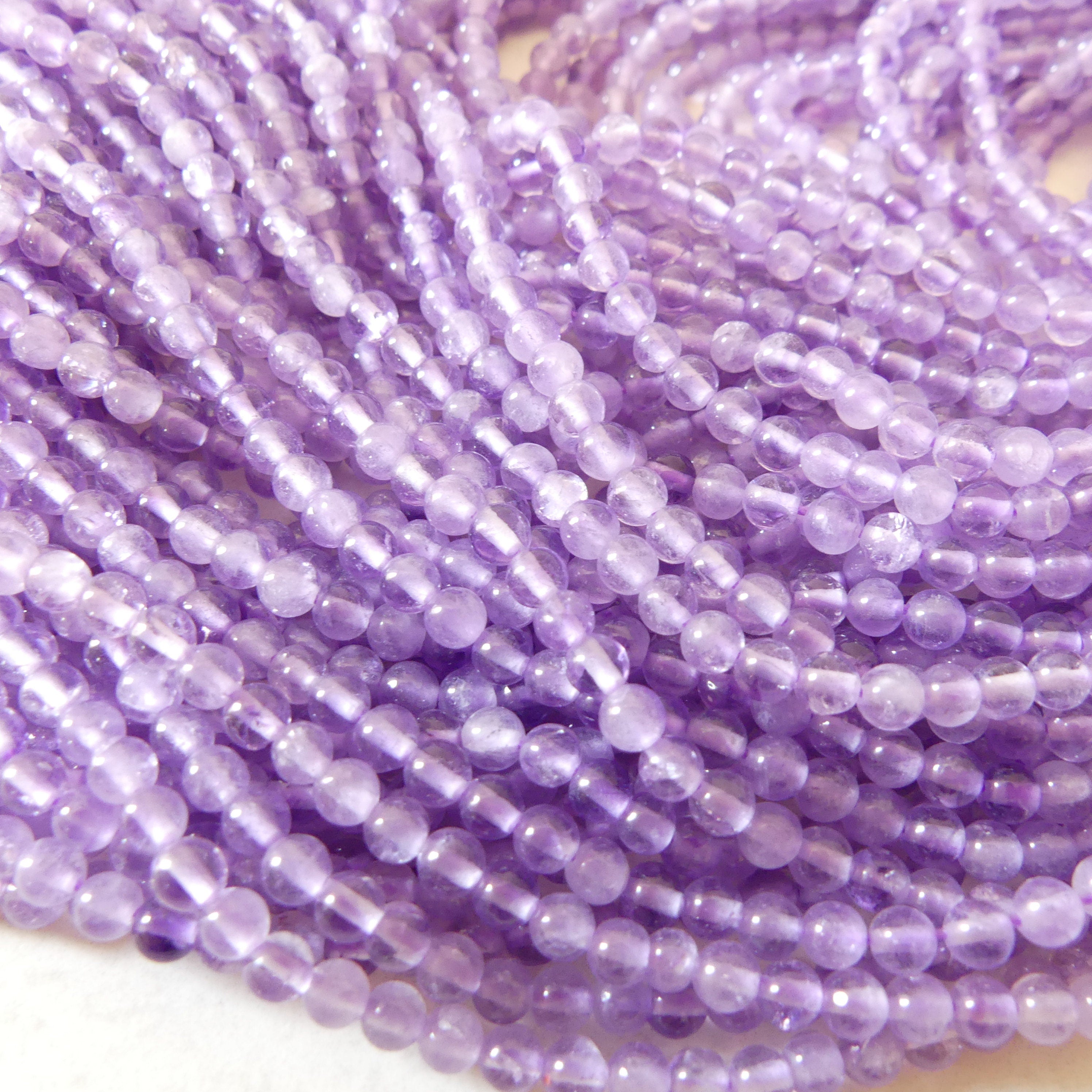 3.5mm Lilac Amethyst Beads Smooth Beads 15" Light Purple Natural Amethyst Gemstone Beads Beading Crafter Gift February Birthstone