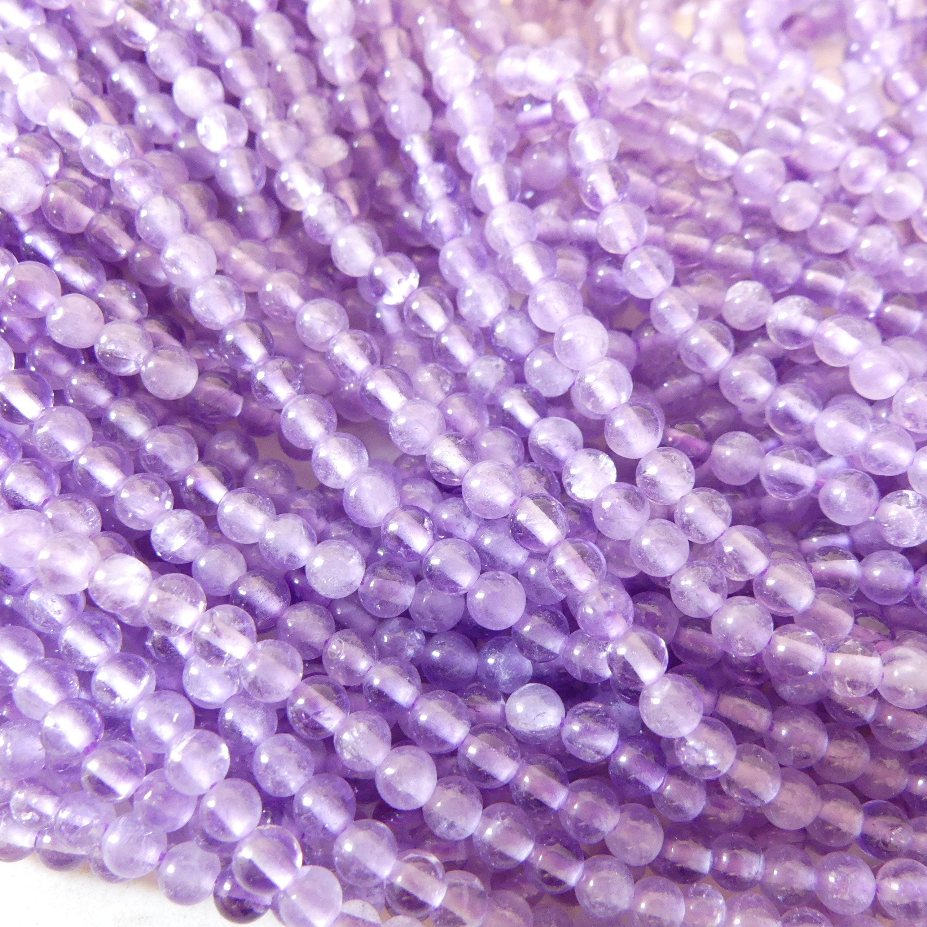 3.5mm Lilac Amethyst Beads Smooth Beads 15" Light Purple Natural Amethyst Gemstone Beads Beading Crafter Gift February Birthstone