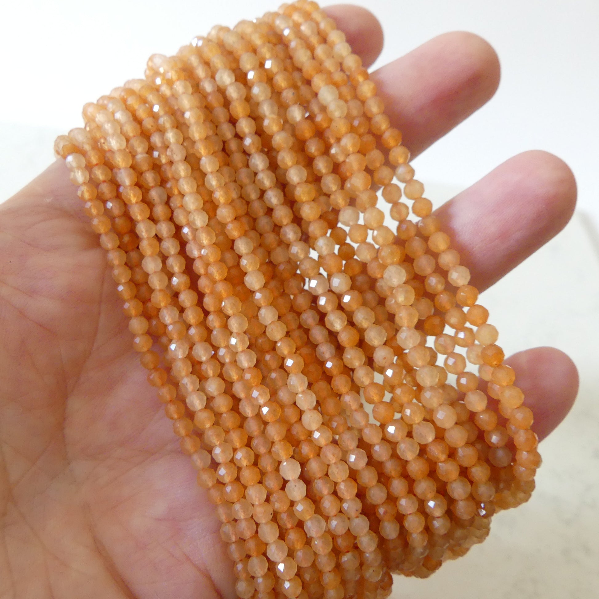 3mm Natural Orange Aventurine Beads Micro Faceted Beads 15" Natural Aventurine Gemstone Beads Beading Crafter Gift DIY jewelry