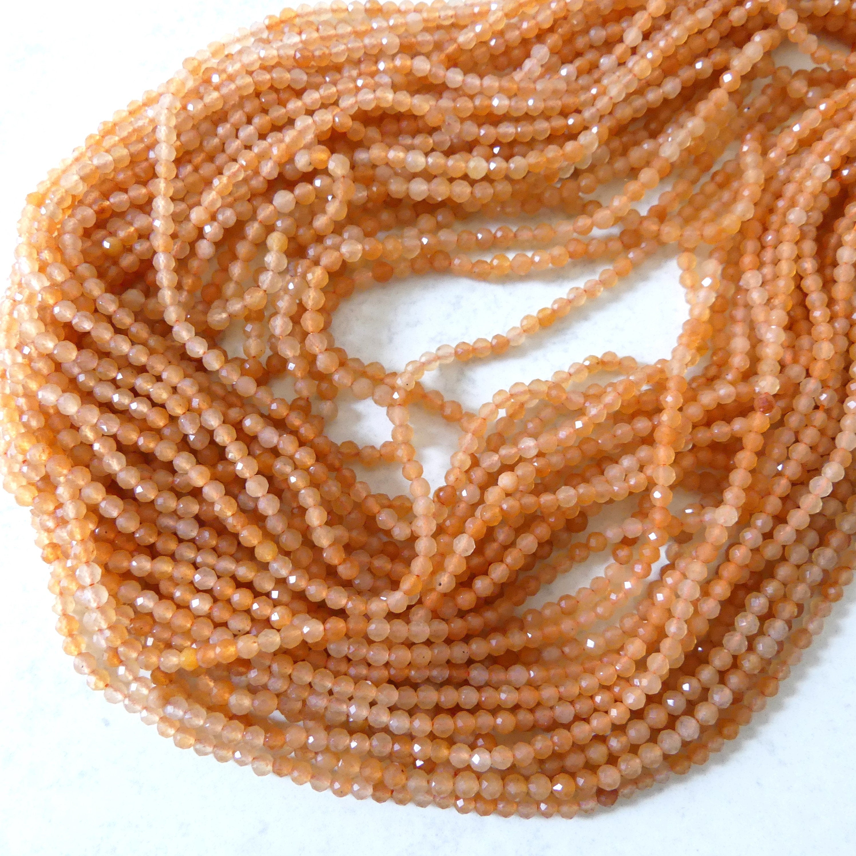 3mm Natural Orange Aventurine Beads Micro Faceted Beads 15" Natural Aventurine Gemstone Beads Beading Crafter Gift DIY jewelry