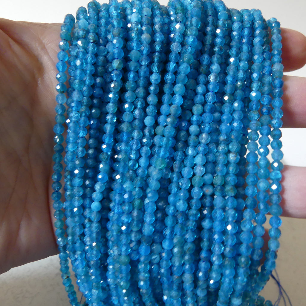 3mm Neon Apatite Faceted Beads 15" Genuine Gemstone Beads for Jewelry Making Beading Craft Gift Beads