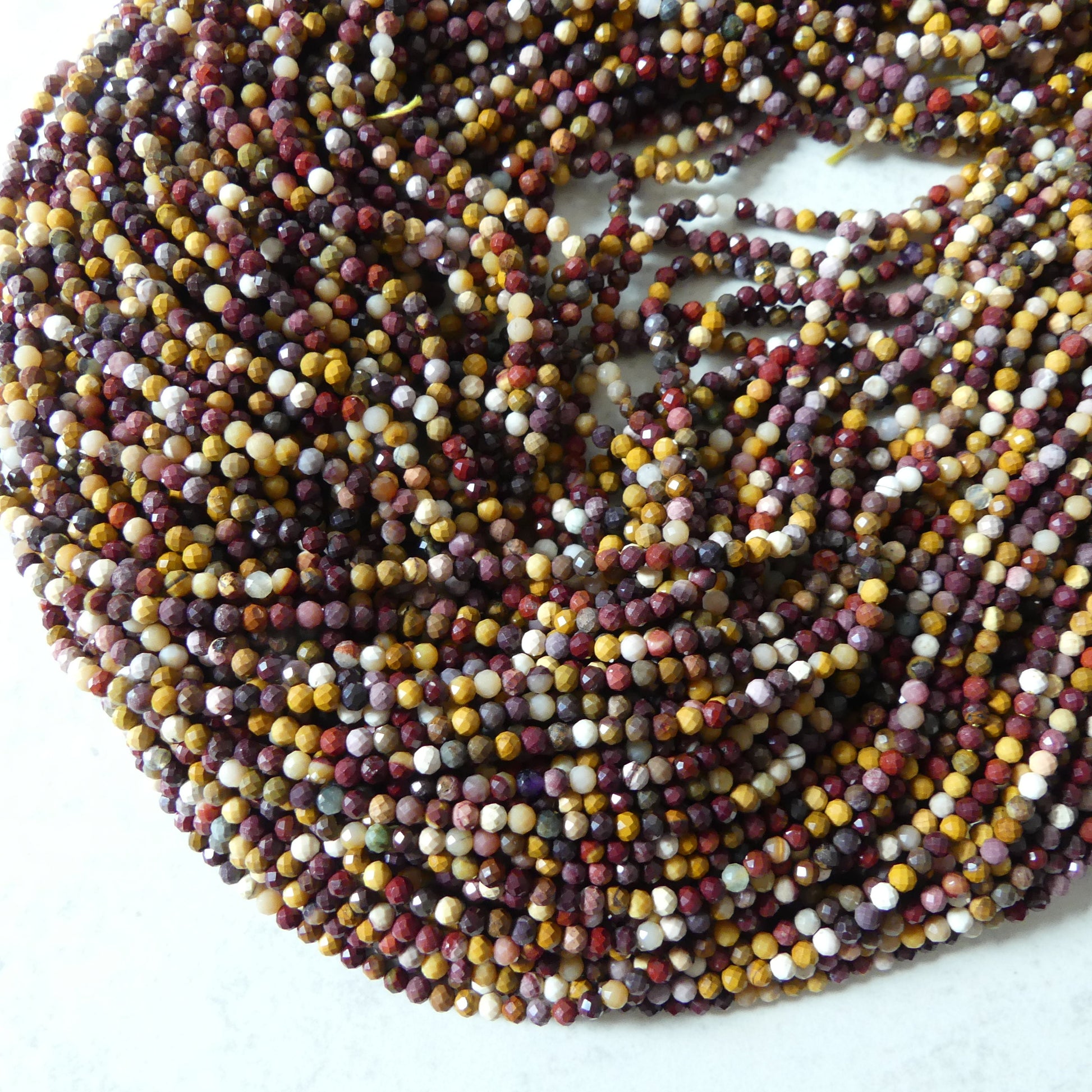 3mm Mookaite Jasper Beads Micro Faceted Genuine Small Earth Tone Jasper Beads 15" Gemstone Beads for Jewelry Making Beading Gift for Crafter