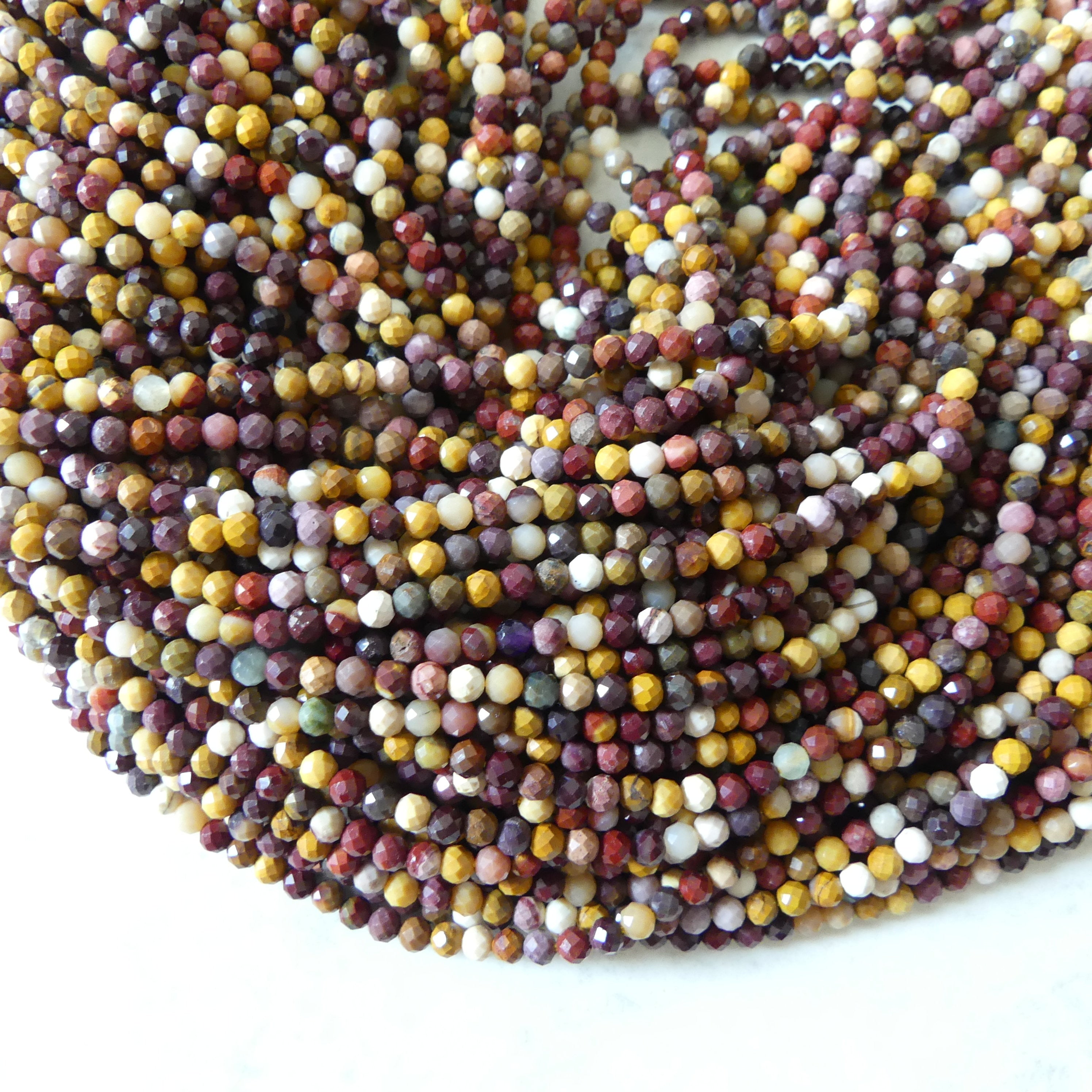 3mm Mookaite Jasper Beads Micro Faceted Genuine Small Earth Tone Jasper Beads 15" Gemstone Beads for Jewelry Making Beading Gift for Crafter