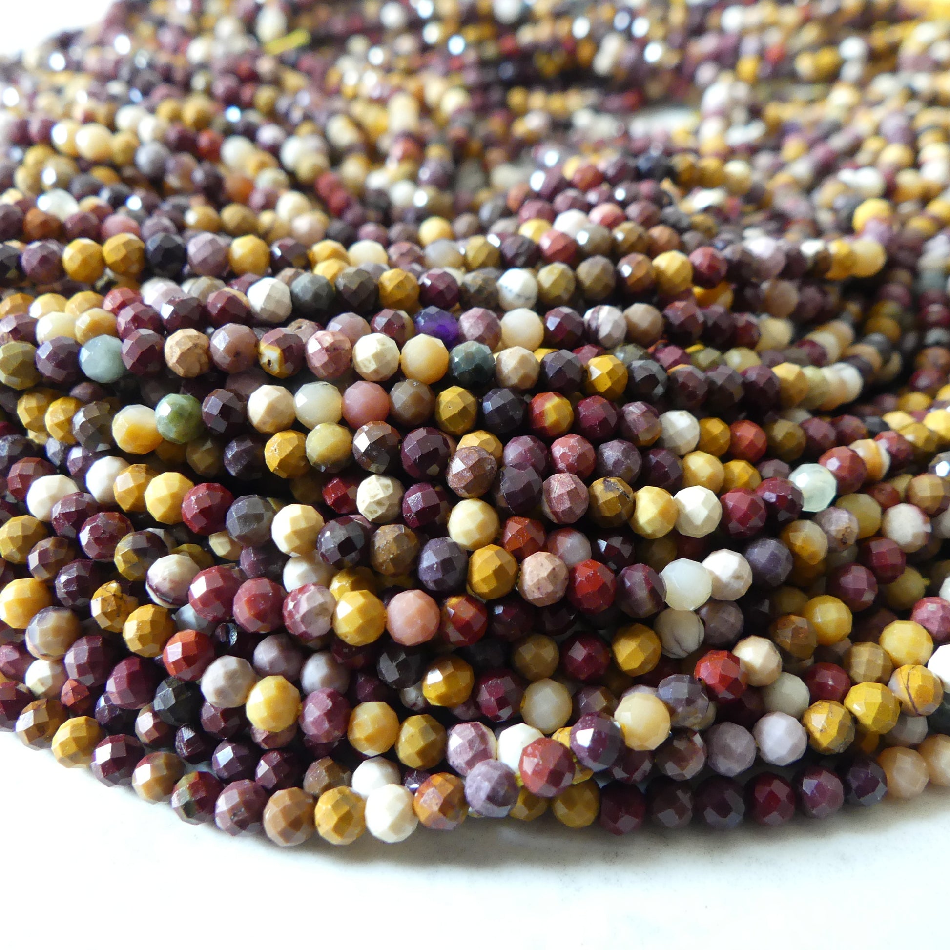 3mm Mookaite Jasper Beads Micro Faceted Genuine Small Earth Tone Jasper Beads 15" Gemstone Beads for Jewelry Making Beading Gift for Crafter