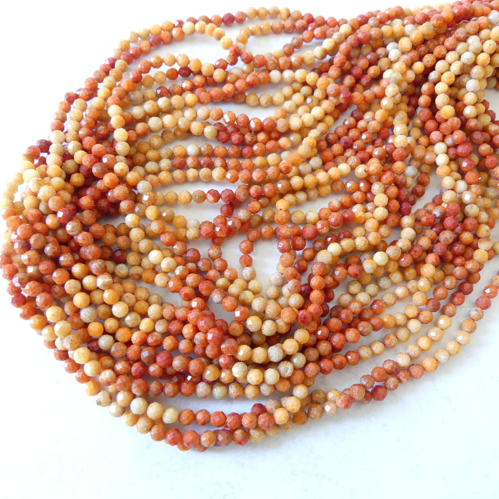 3.5mm Natural Sponge Coral Beads Micro Faceted Beads Genuine Ombre Coral Beads 15" Sparkly Gemstone Beads for Jewelry Making Gift crafter